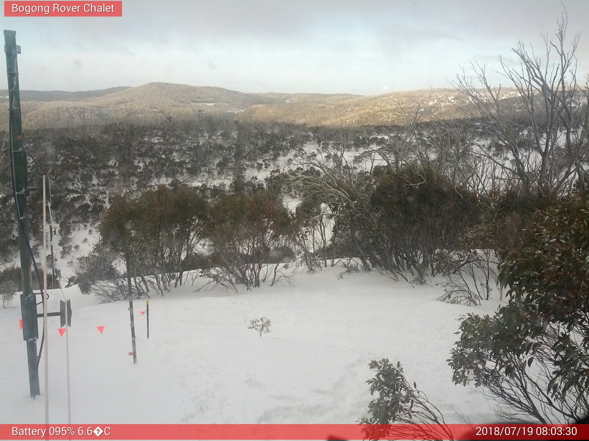 Bogong Web Cam 8:03am Thursday 19th of July 2018