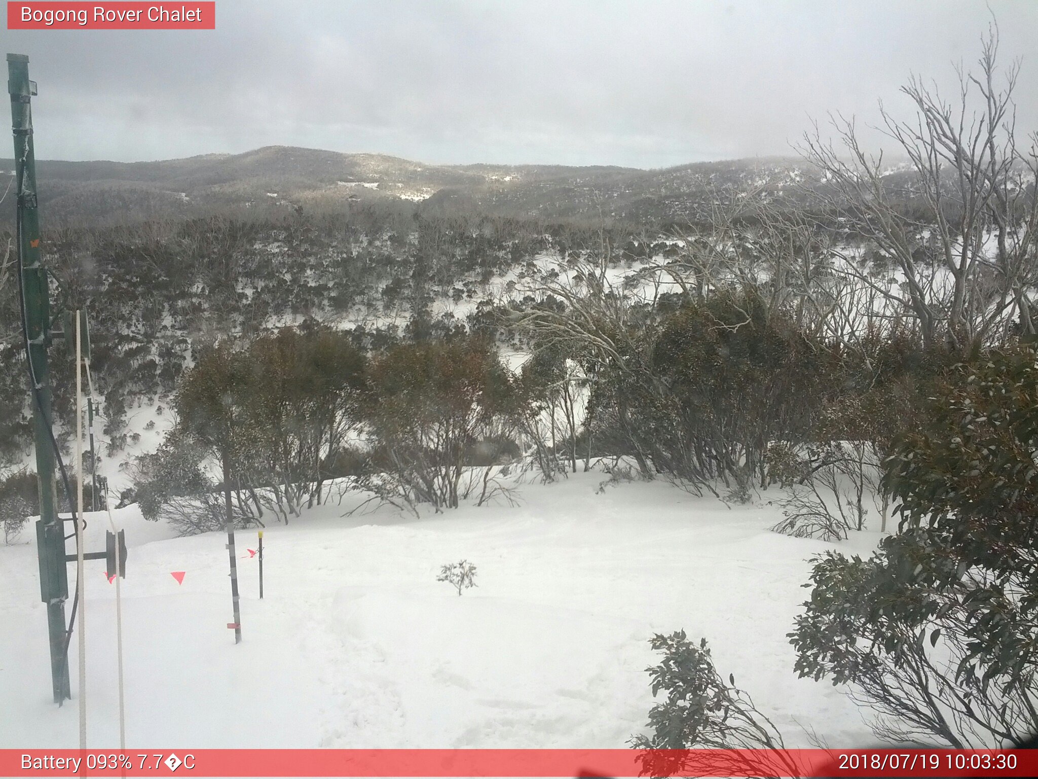 Bogong Web Cam 10:03am Thursday 19th of July 2018