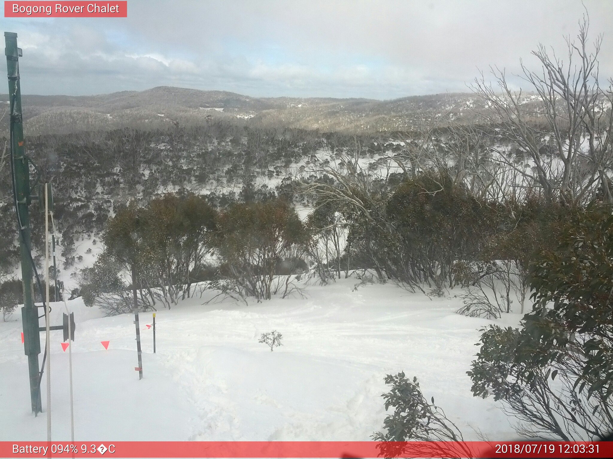 Bogong Web Cam 12:03pm Thursday 19th of July 2018