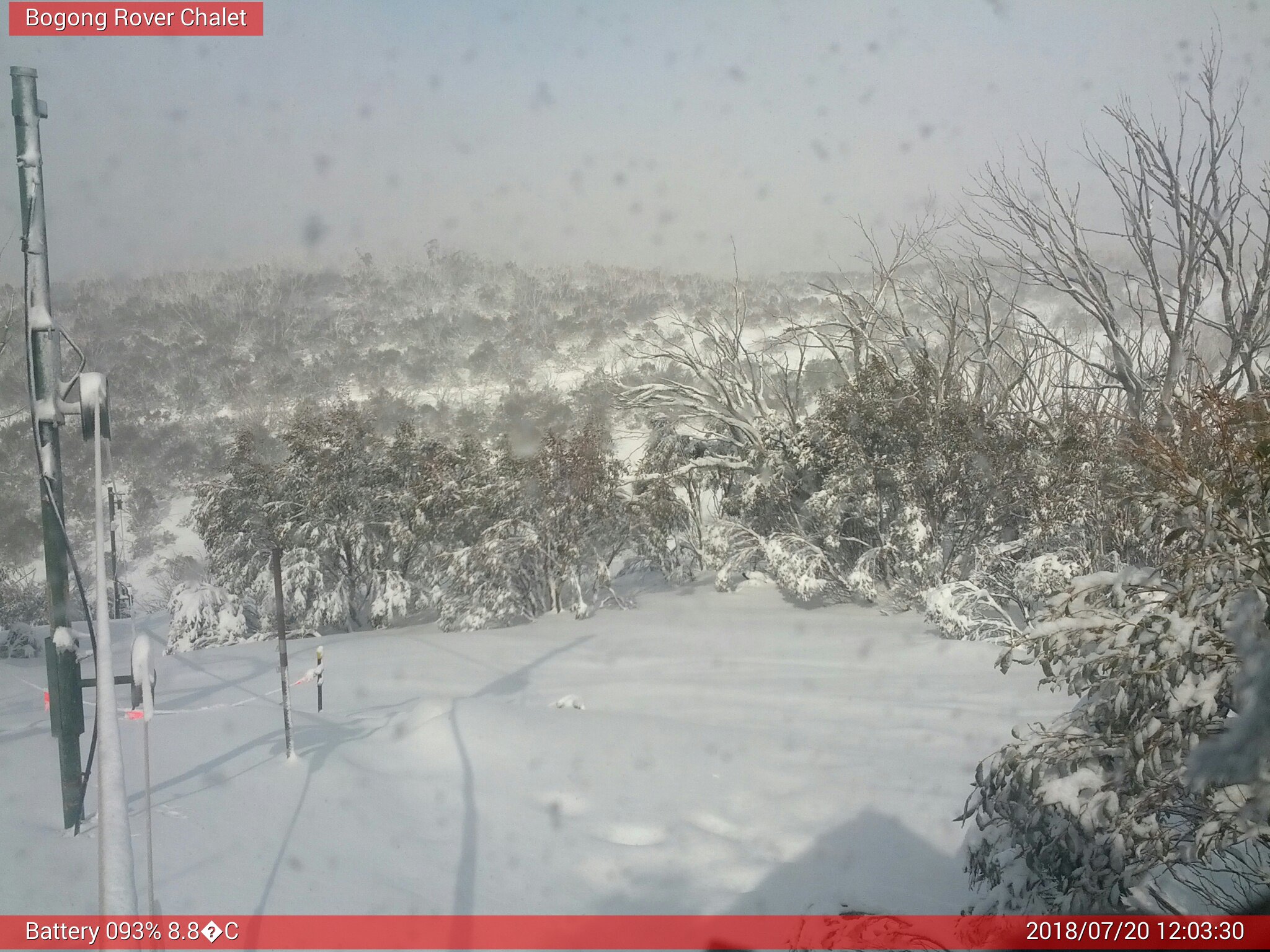 Bogong Web Cam 12:03pm Friday 20th of July 2018