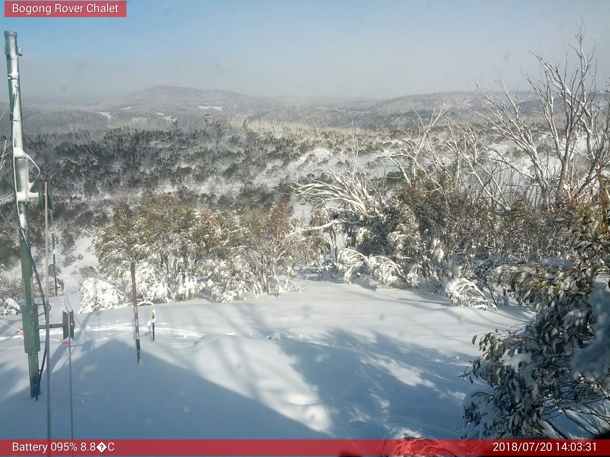 Bogong Web Cam 2:03pm Friday 20th of July 2018