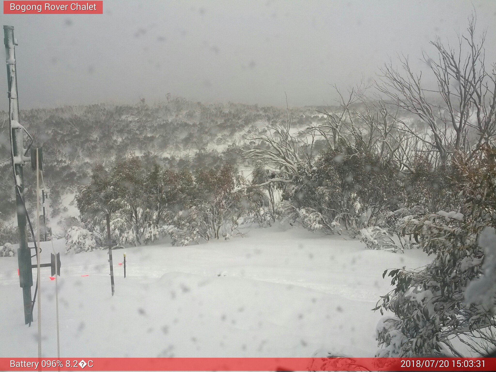 Bogong Web Cam 3:03pm Friday 20th of July 2018