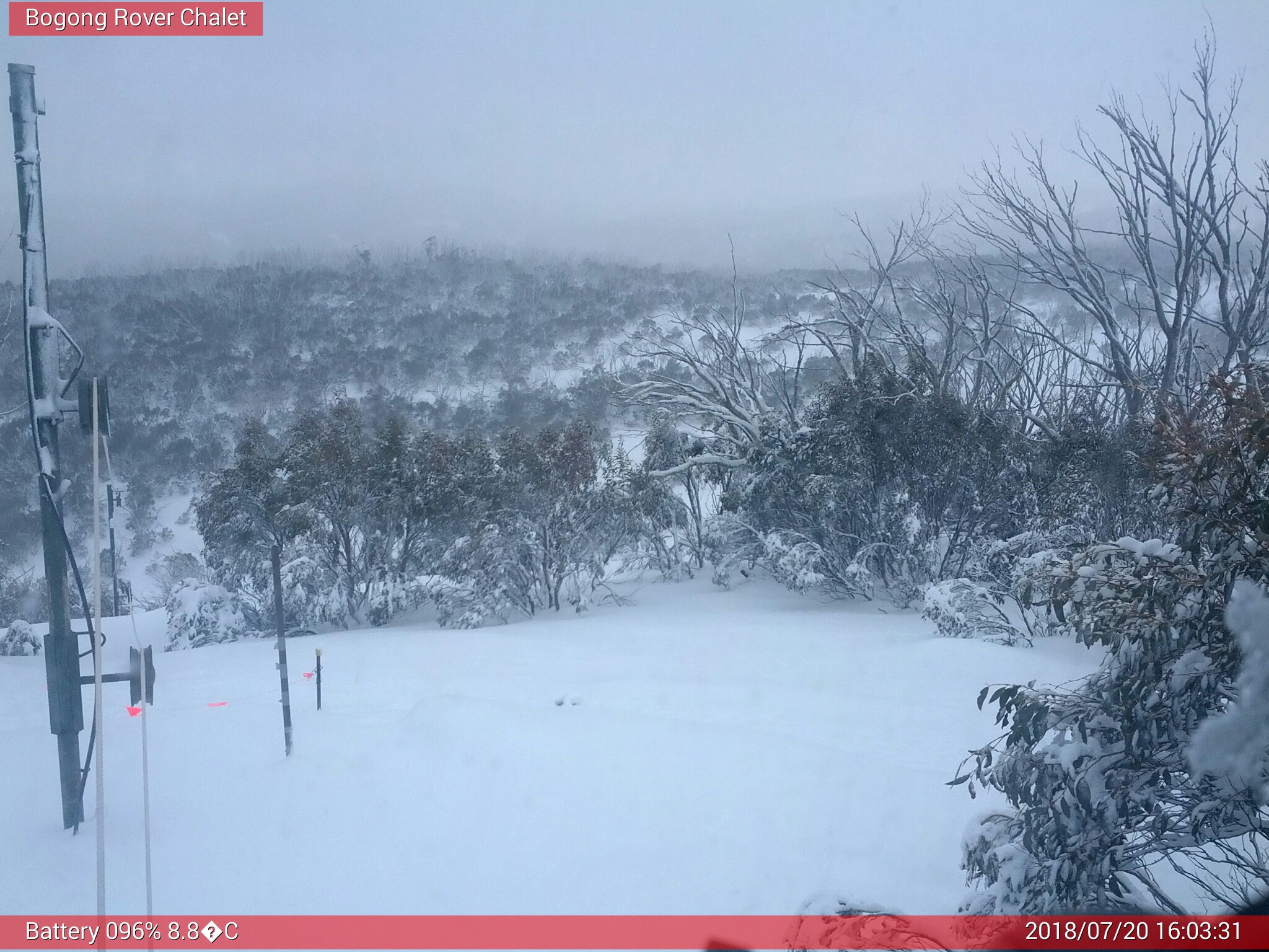 Bogong Web Cam 4:03pm Friday 20th of July 2018