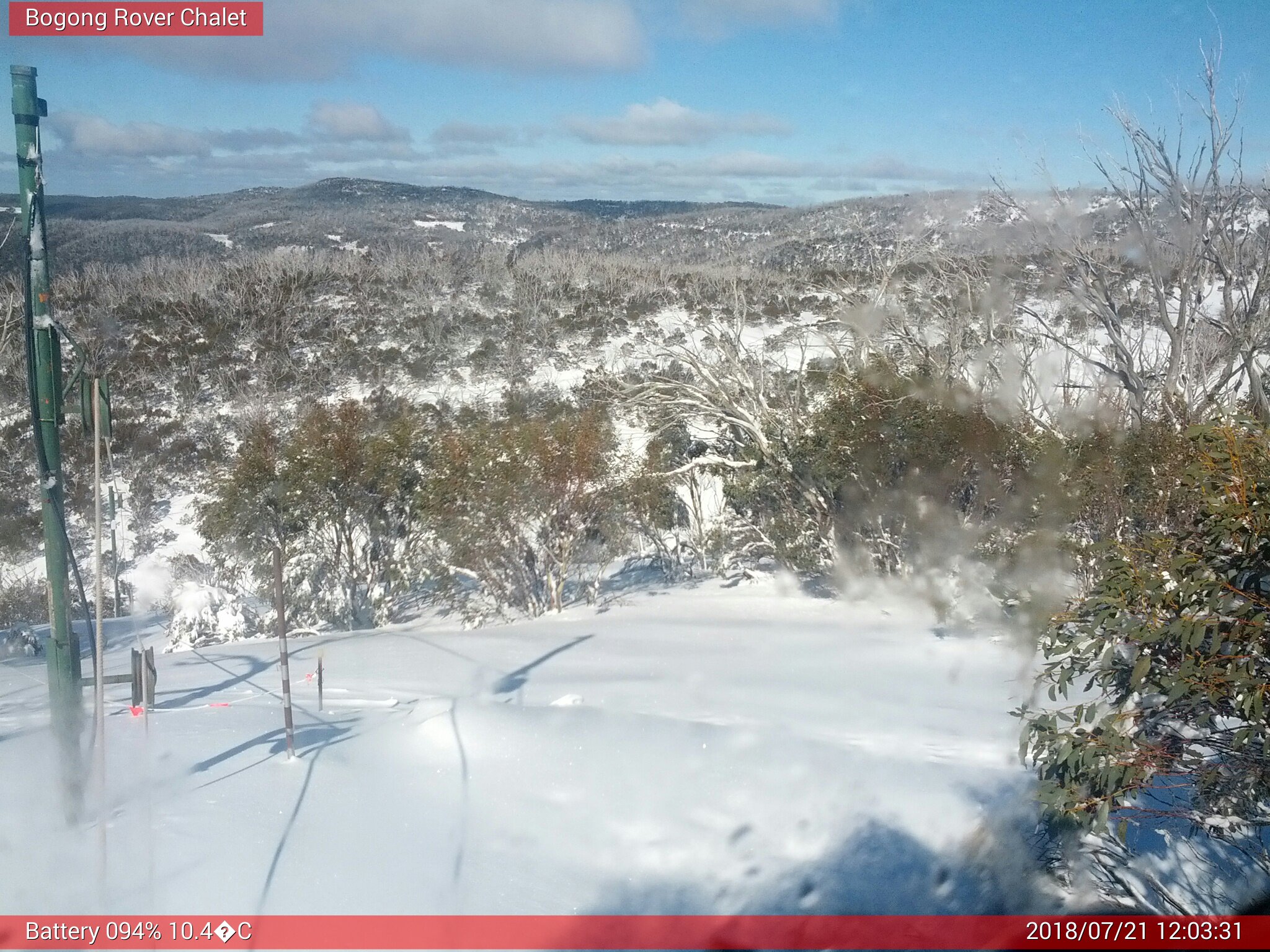 Bogong Web Cam 12:03pm Saturday 21st of July 2018