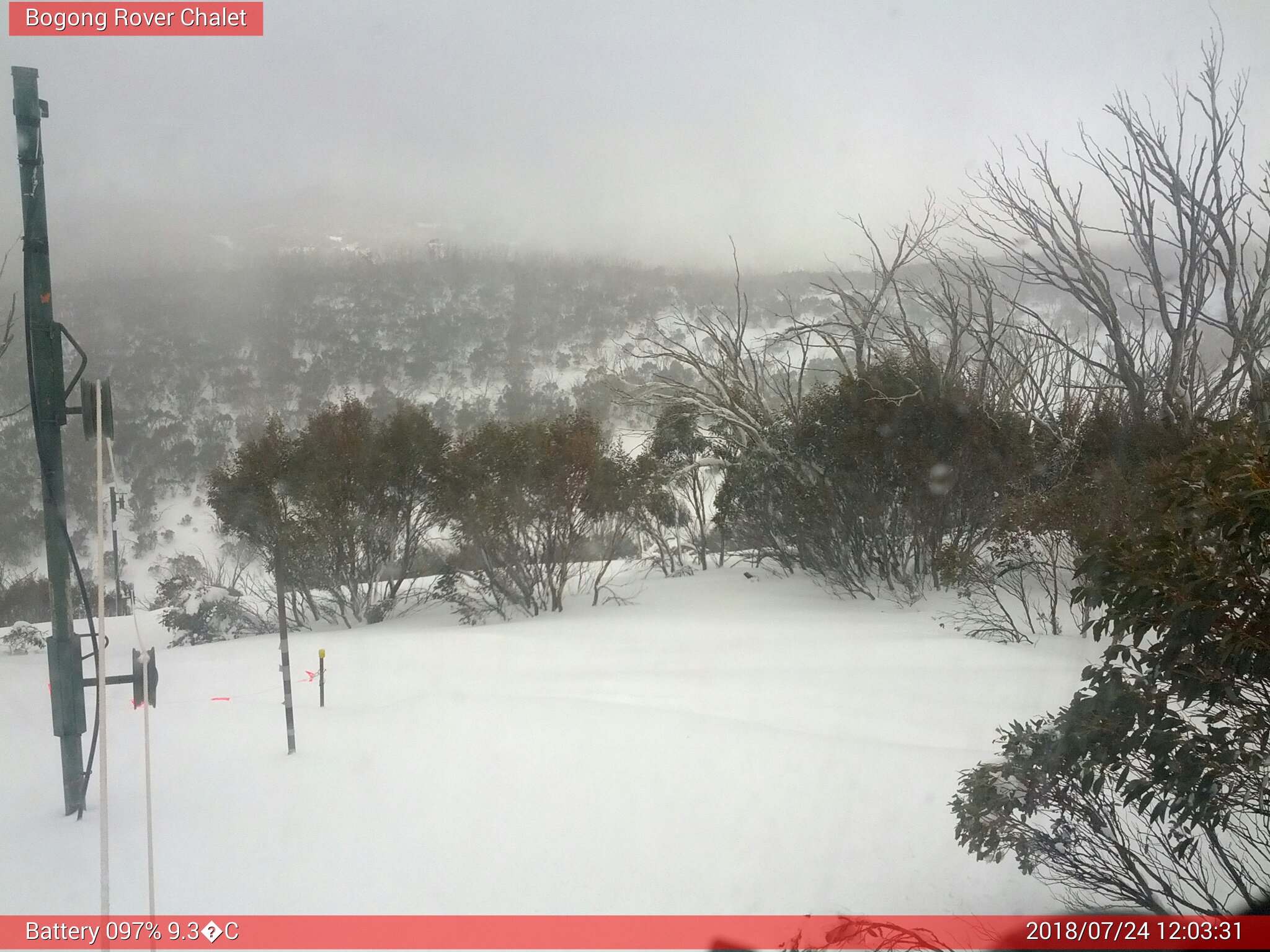 Bogong Web Cam 12:03pm Tuesday 24th of July 2018