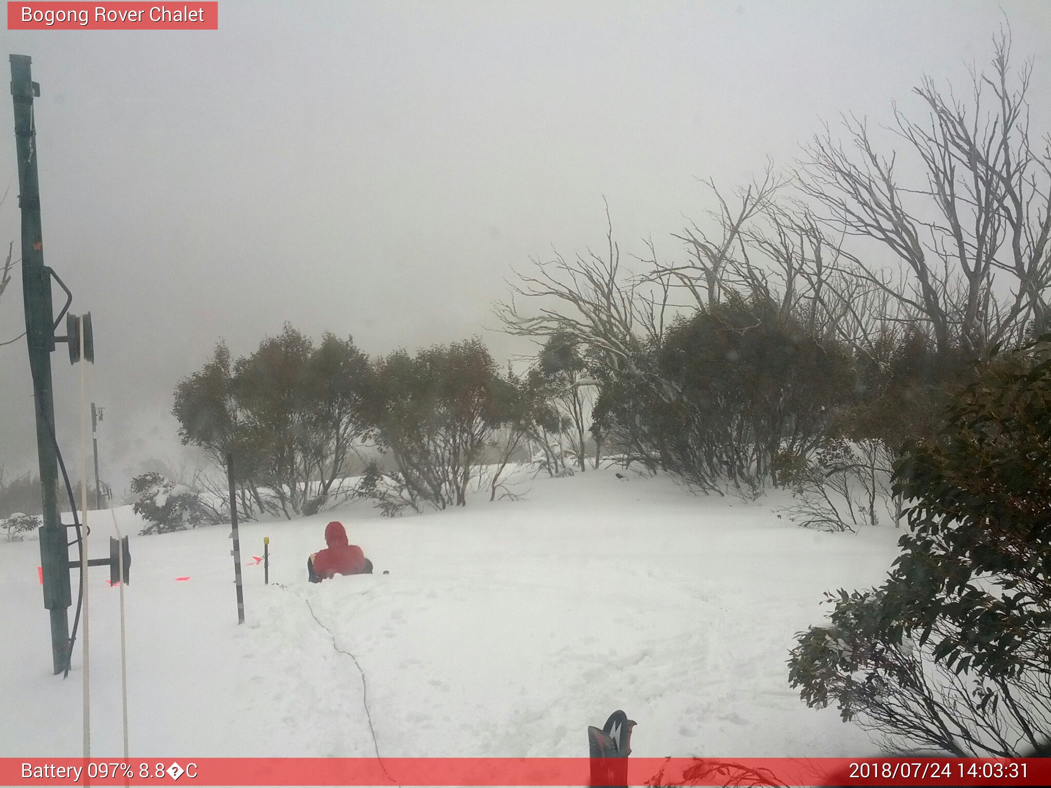 Bogong Web Cam 2:03pm Tuesday 24th of July 2018