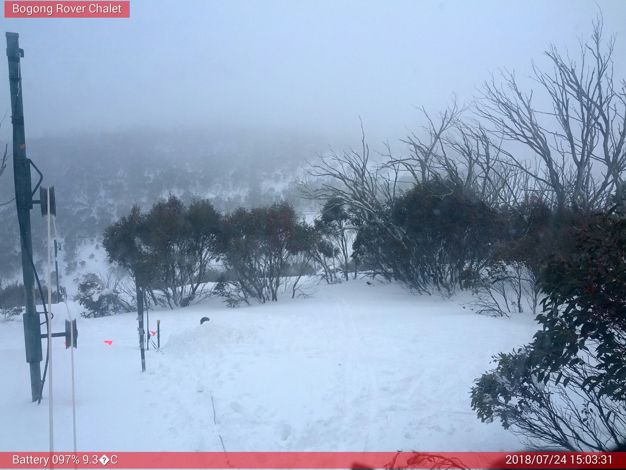 Bogong Web Cam 3:03pm Tuesday 24th of July 2018