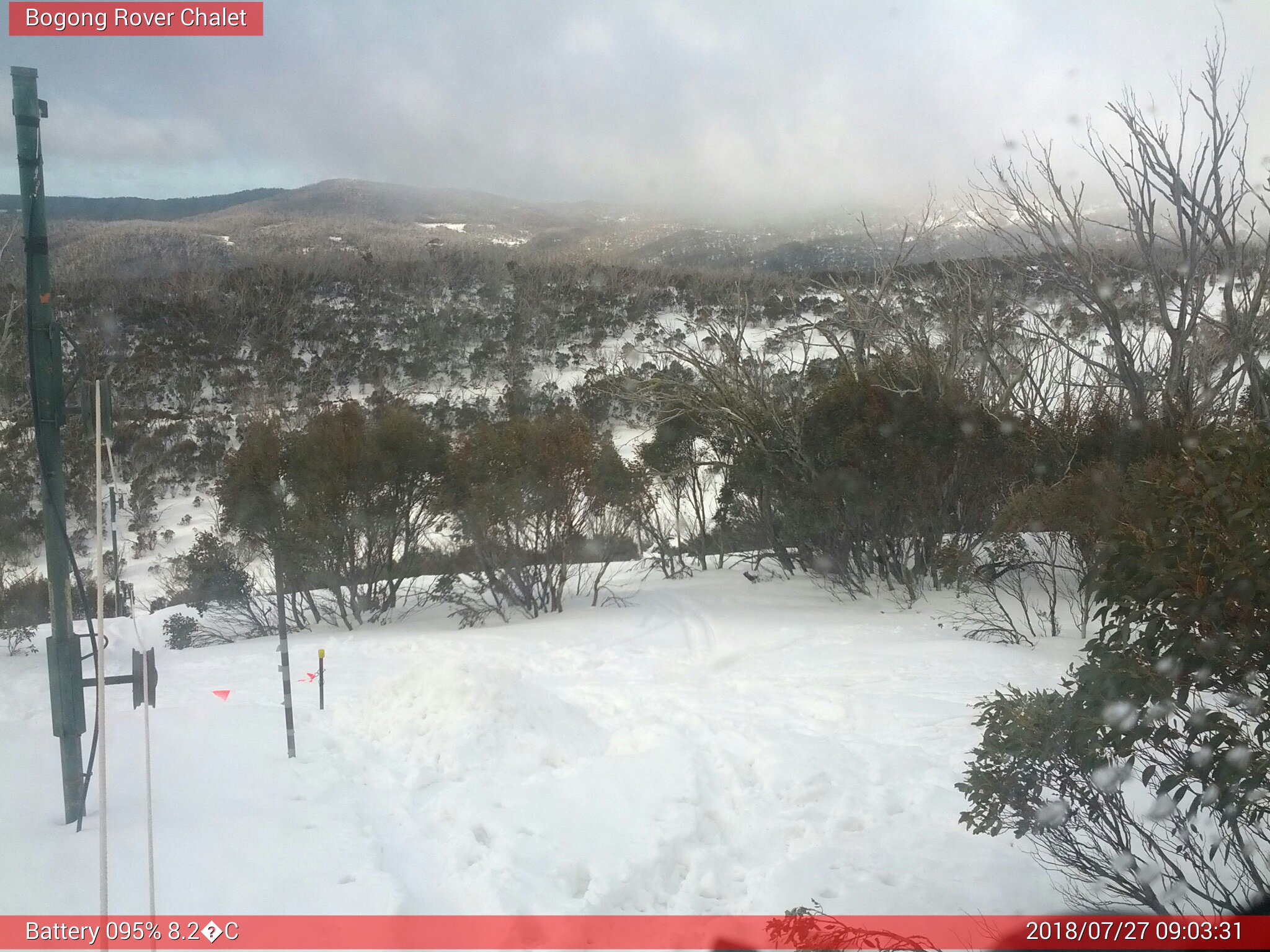 Bogong Web Cam 9:03am Friday 27th of July 2018