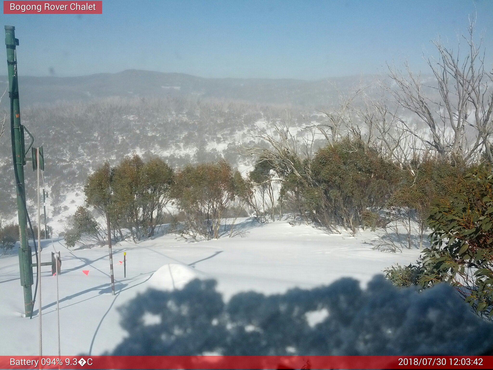 Bogong Web Cam 12:03pm Monday 30th of July 2018