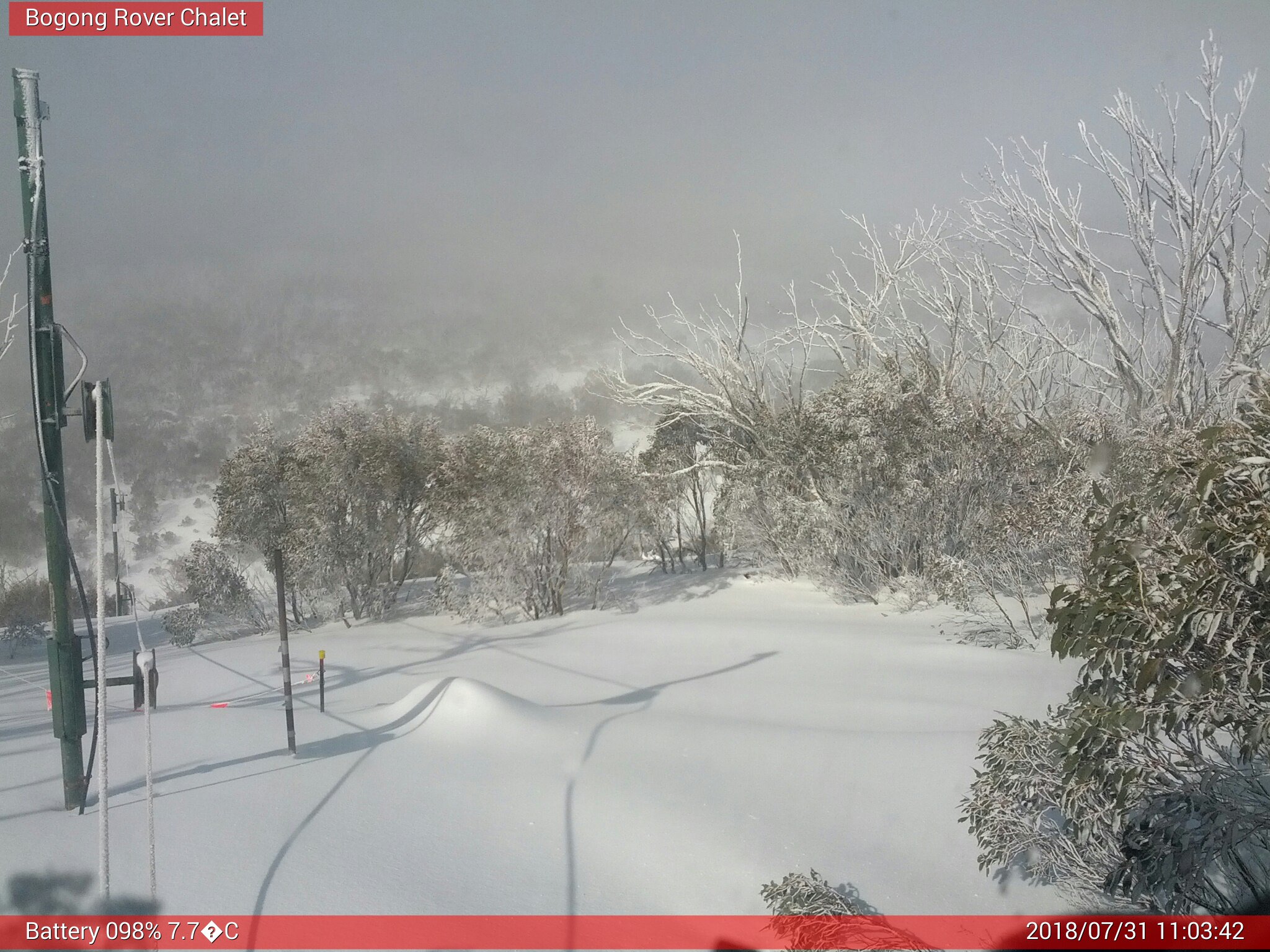 Bogong Web Cam 11:03am Tuesday 31st of July 2018