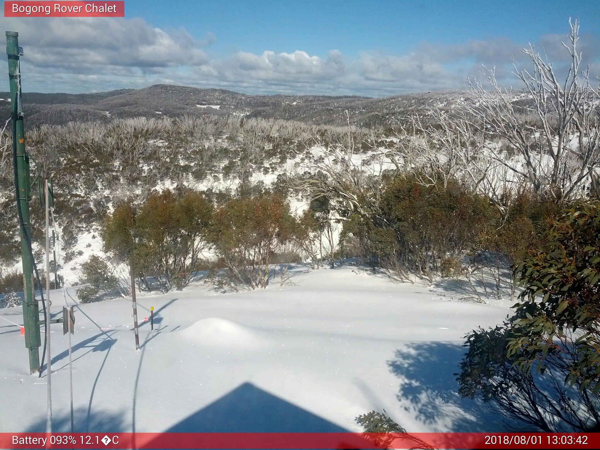 Bogong Web Cam 1:03pm Wednesday 1st of August 2018