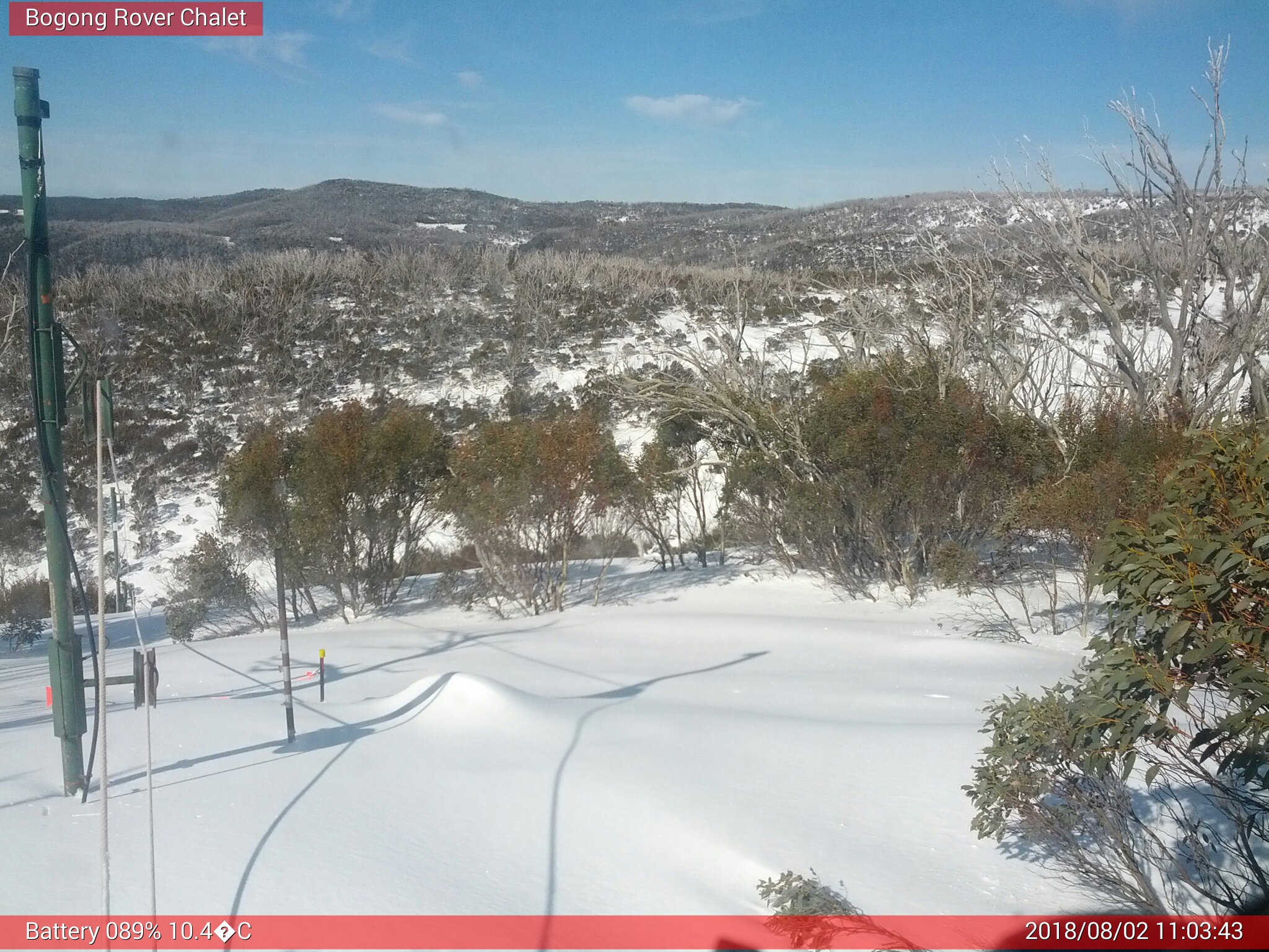 Bogong Web Cam 11:03am Thursday 2nd of August 2018