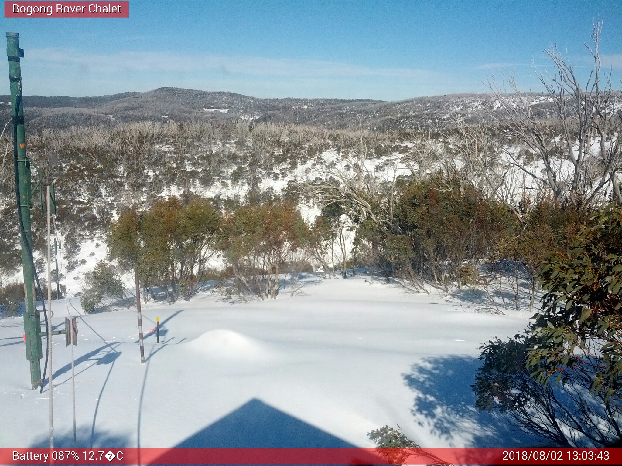 Bogong Web Cam 1:03pm Thursday 2nd of August 2018