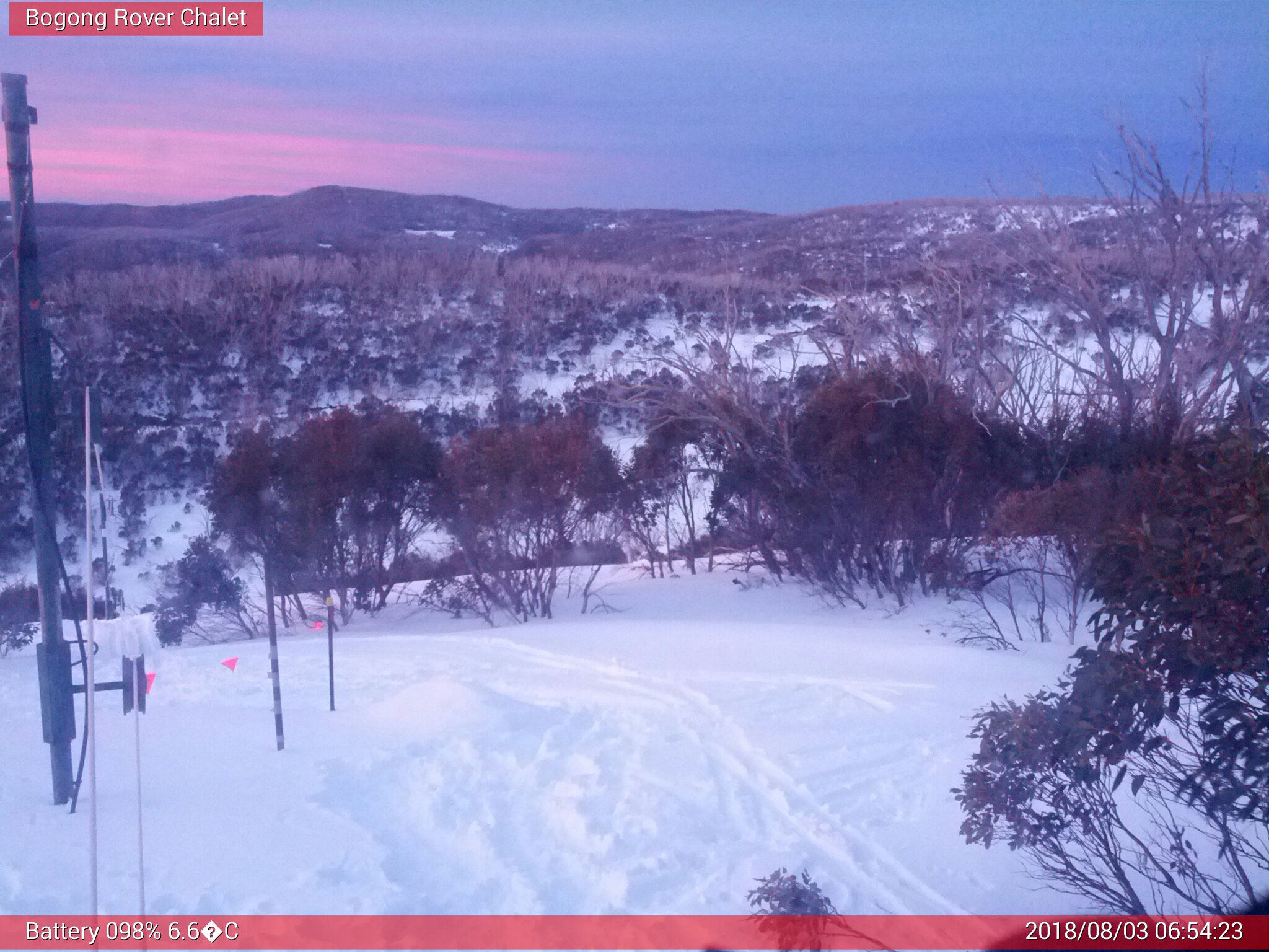 Bogong Web Cam 6:54am Friday 3rd of August 2018