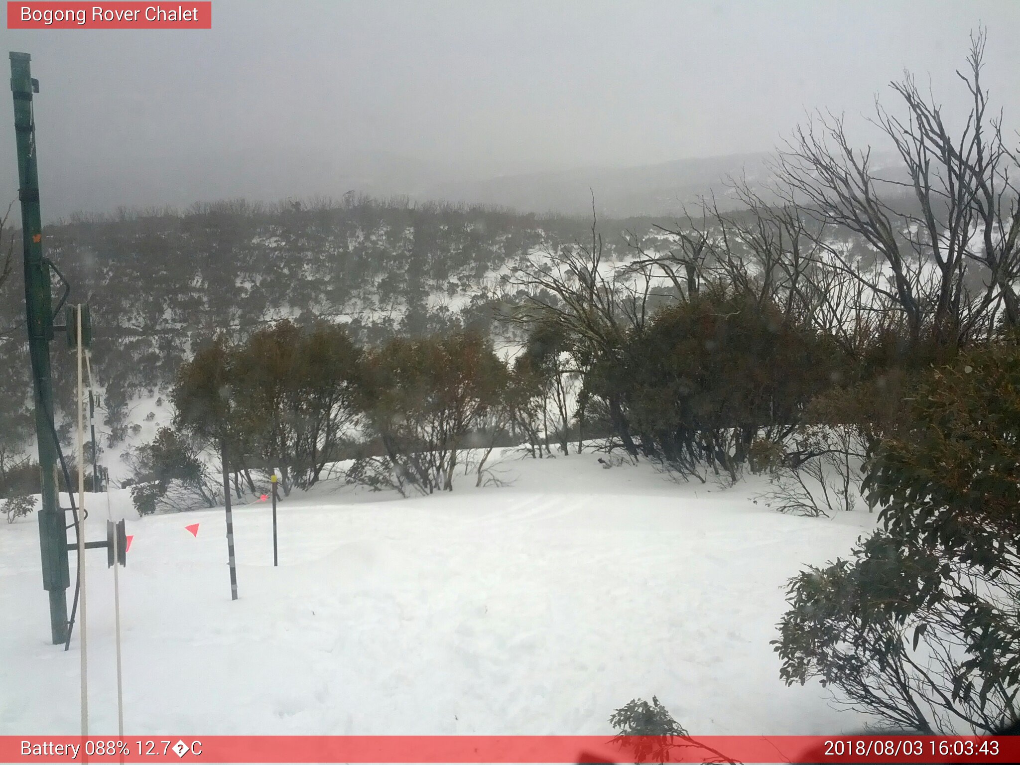 Bogong Web Cam 4:03pm Friday 3rd of August 2018