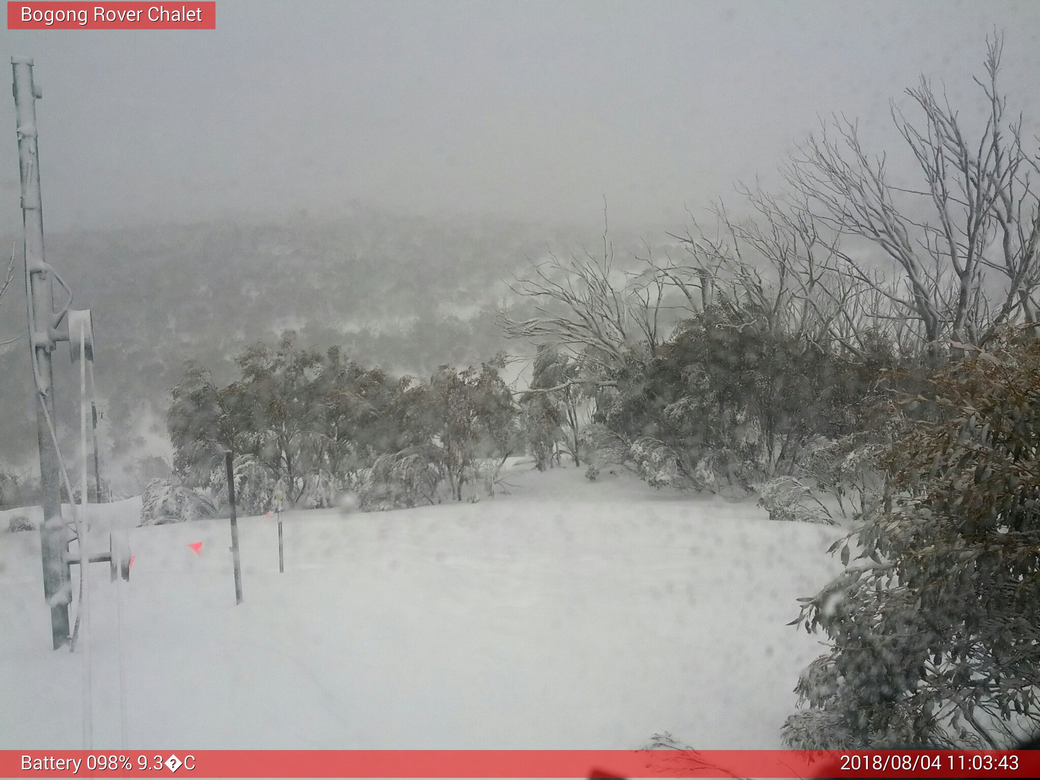 Bogong Web Cam 11:03am Saturday 4th of August 2018