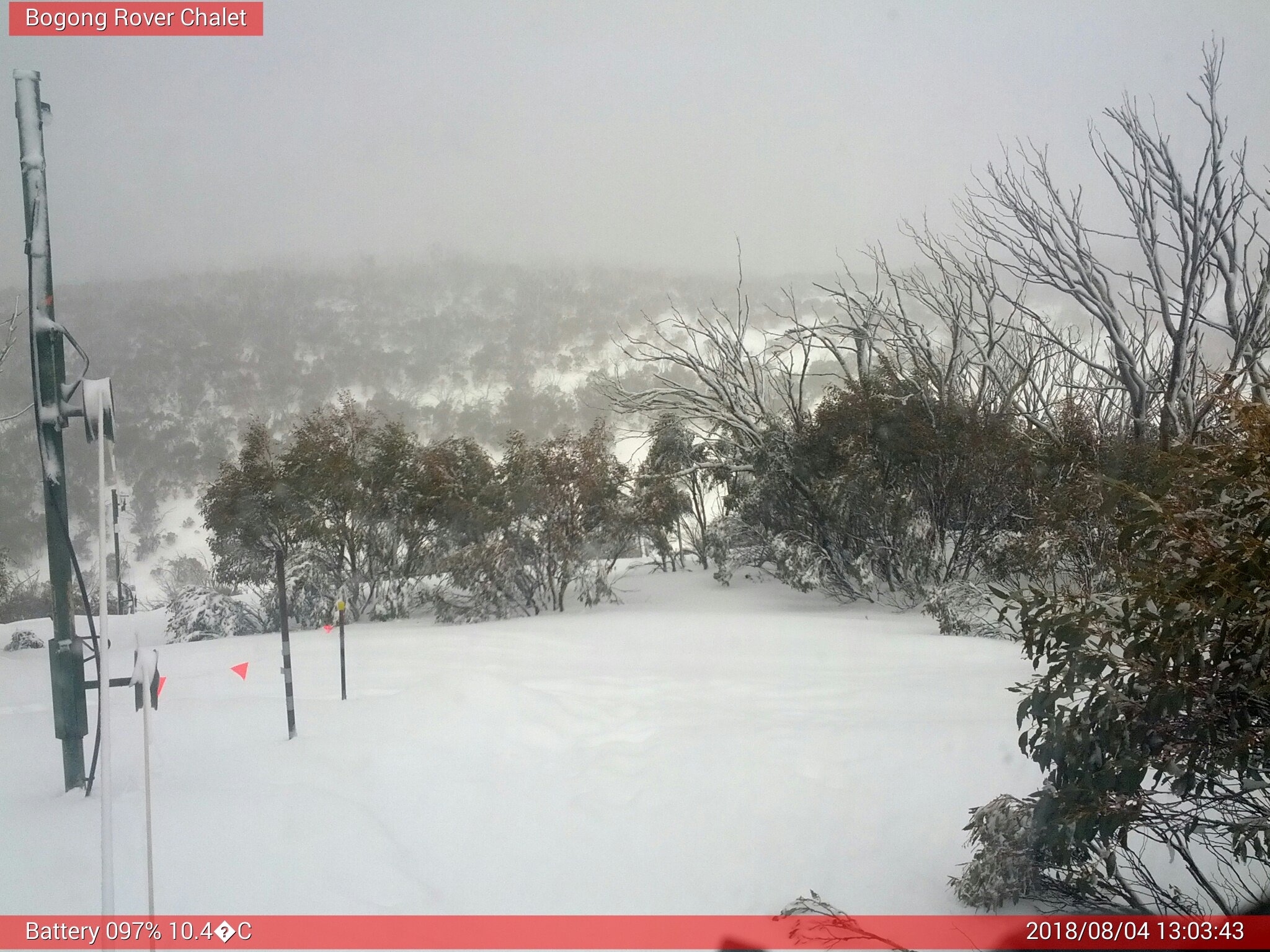 Bogong Web Cam 1:03pm Saturday 4th of August 2018