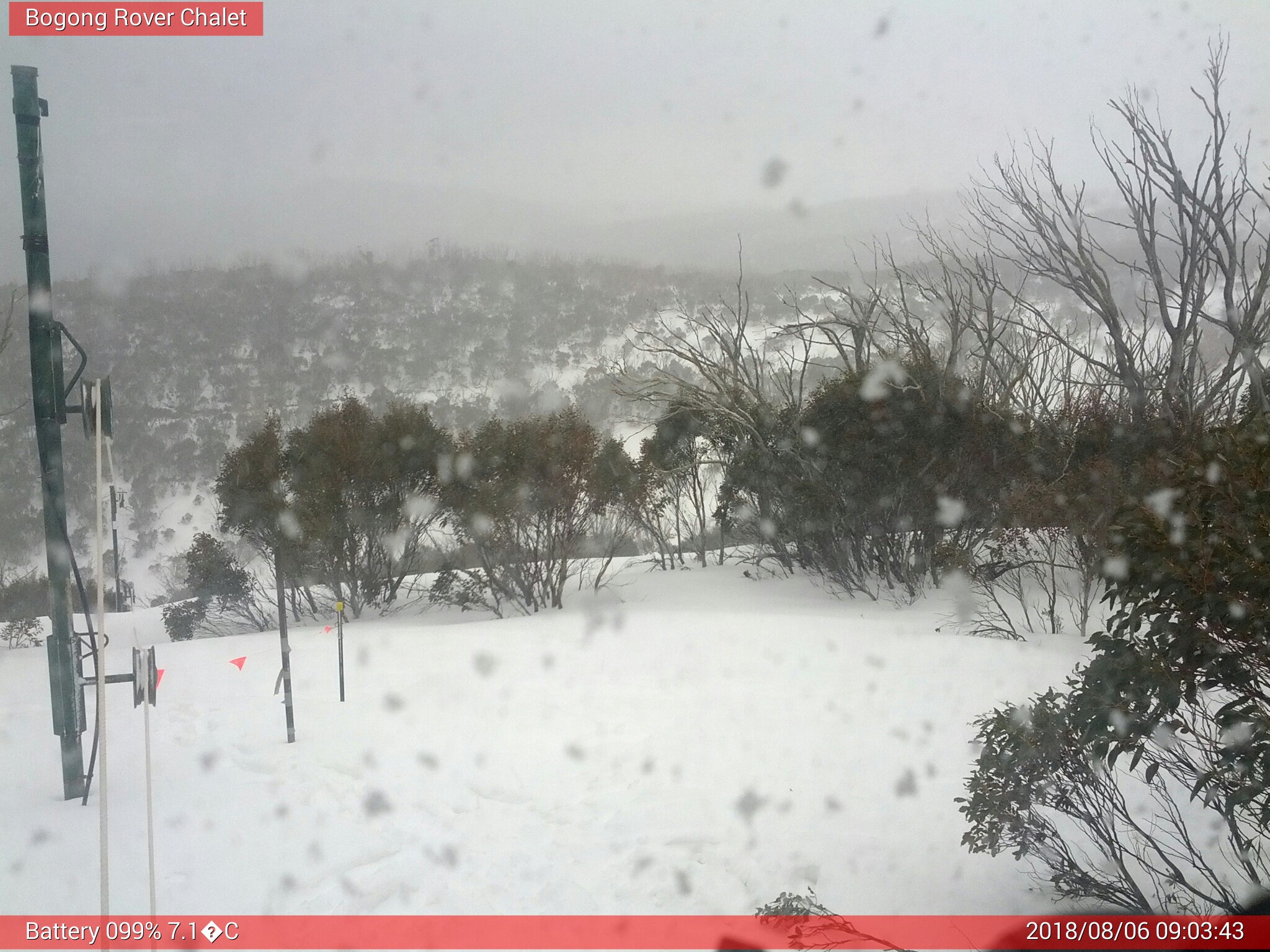 Bogong Web Cam 9:03am Monday 6th of August 2018