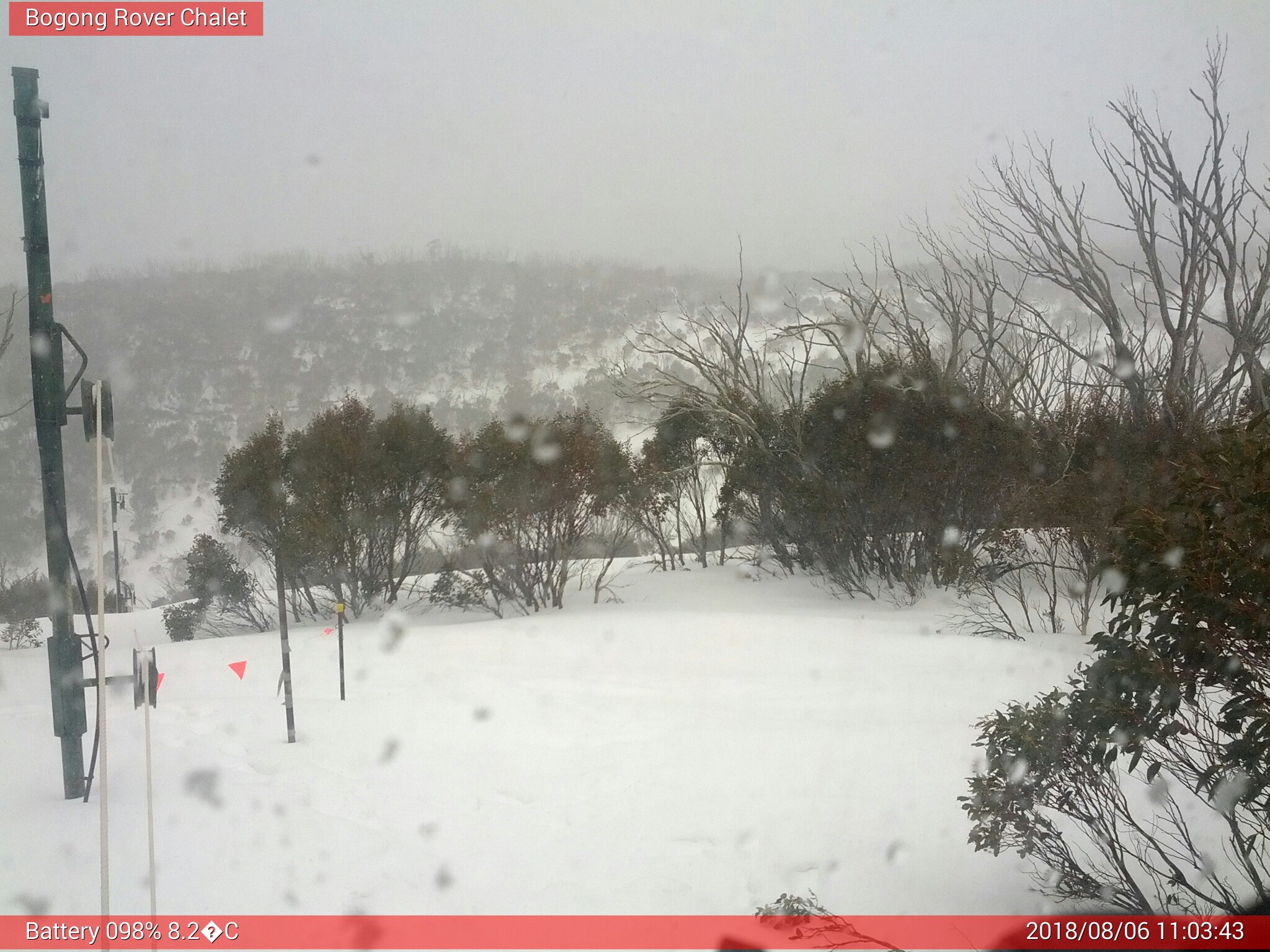 Bogong Web Cam 11:03am Monday 6th of August 2018