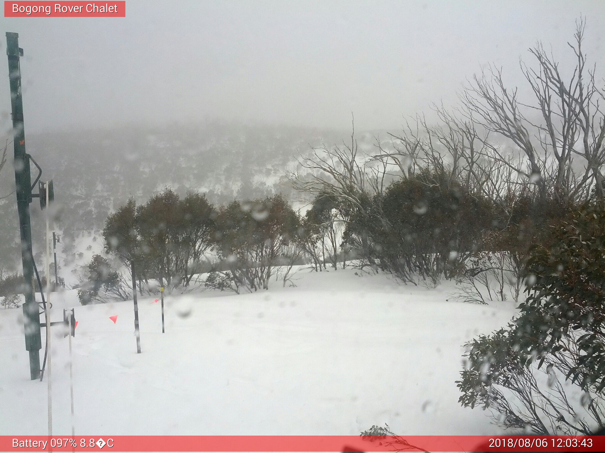 Bogong Web Cam 12:03pm Monday 6th of August 2018