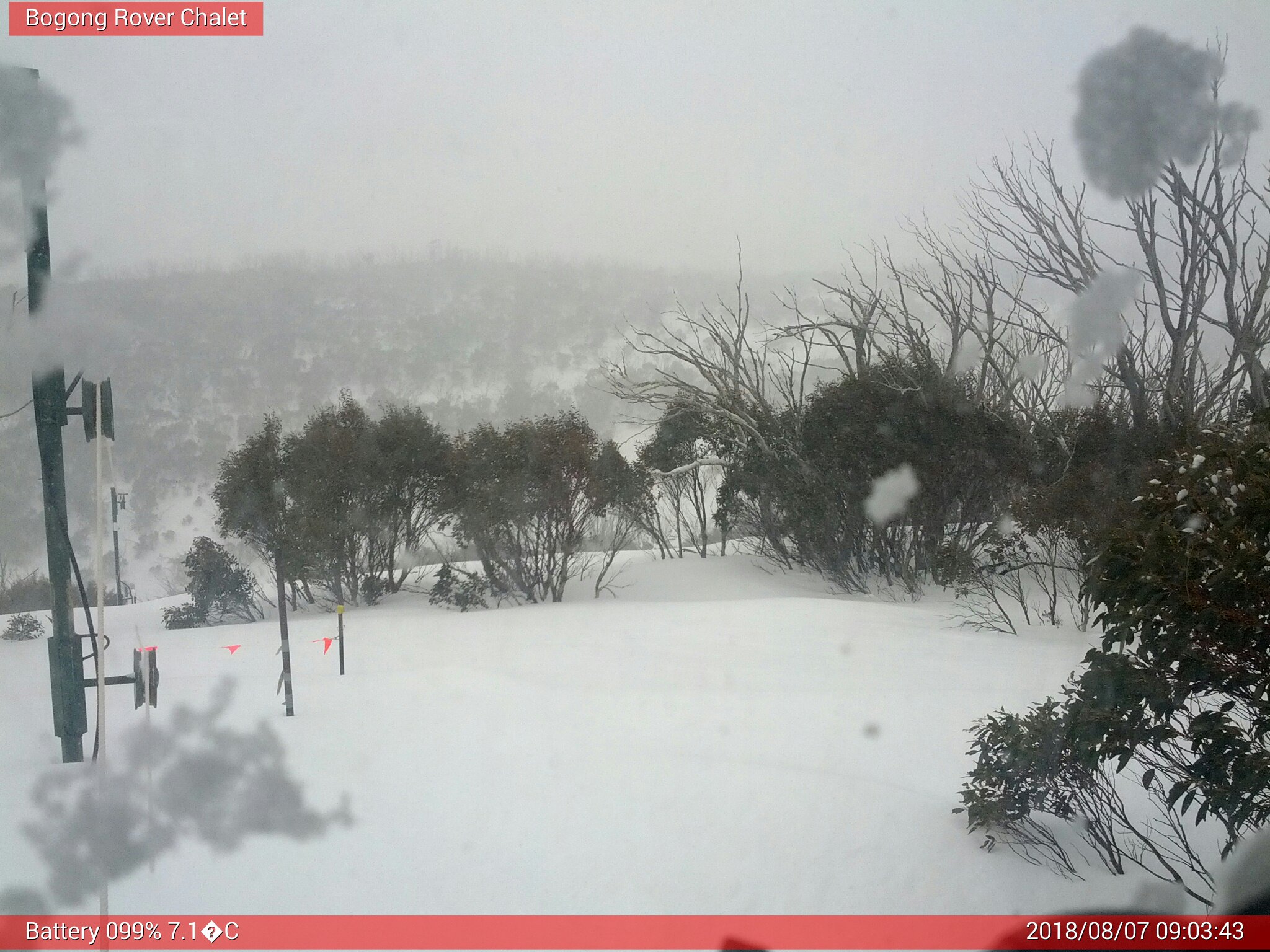 Bogong Web Cam 9:03am Tuesday 7th of August 2018