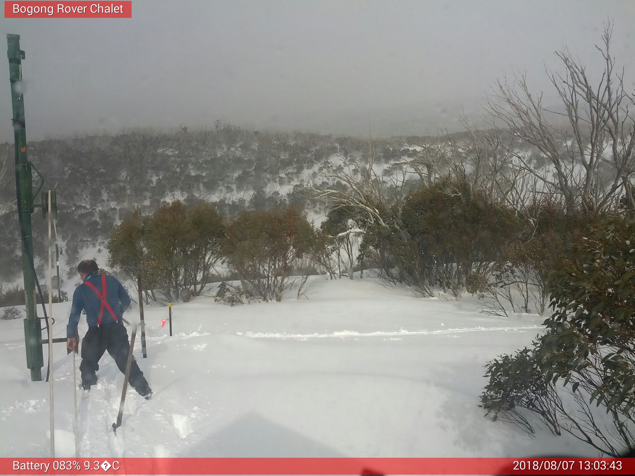 Bogong Web Cam 1:03pm Tuesday 7th of August 2018