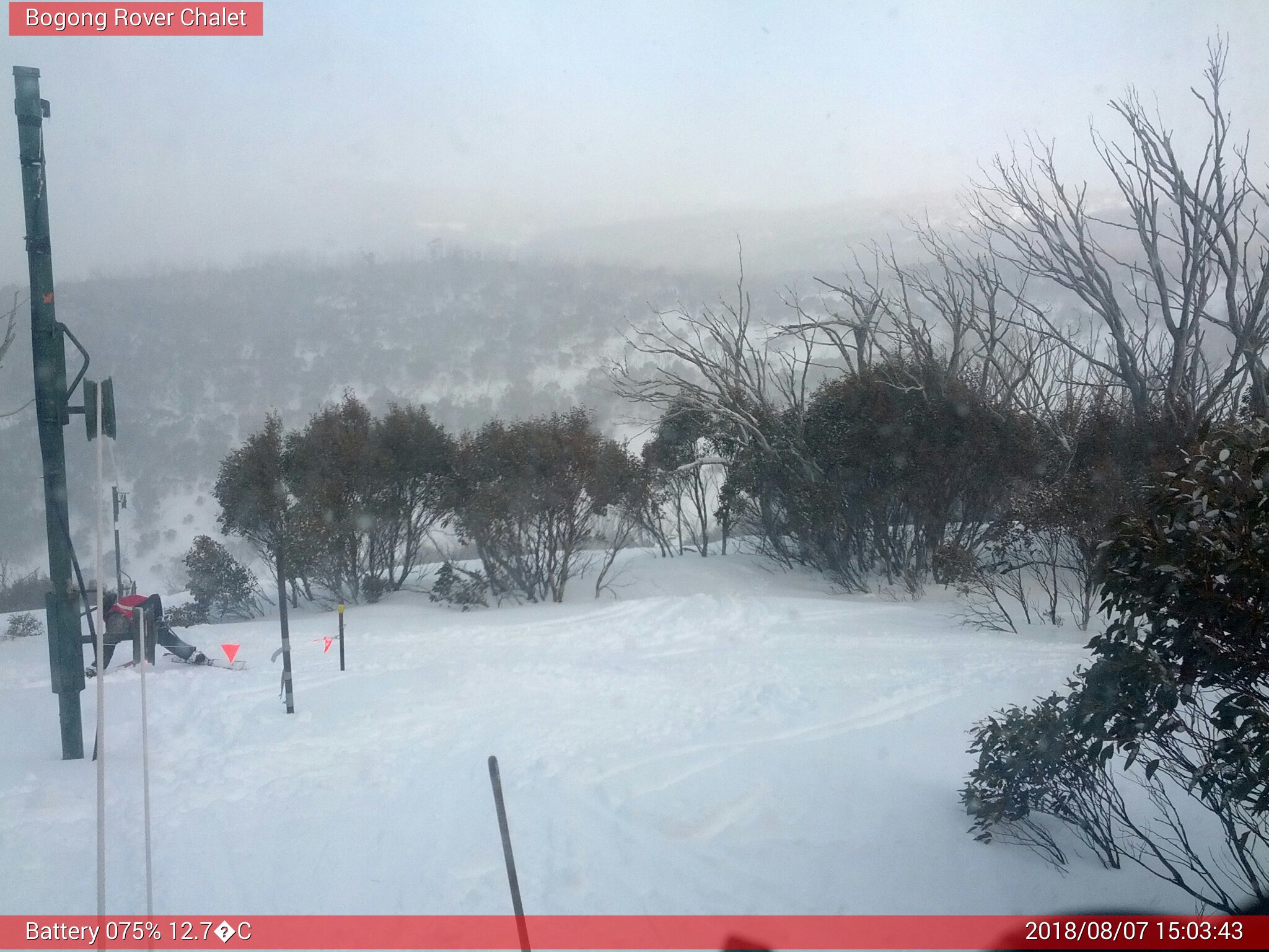 Bogong Web Cam 3:03pm Tuesday 7th of August 2018