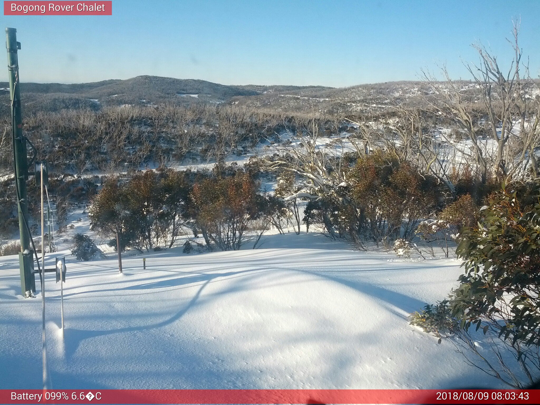 Bogong Web Cam 8:03am Thursday 9th of August 2018