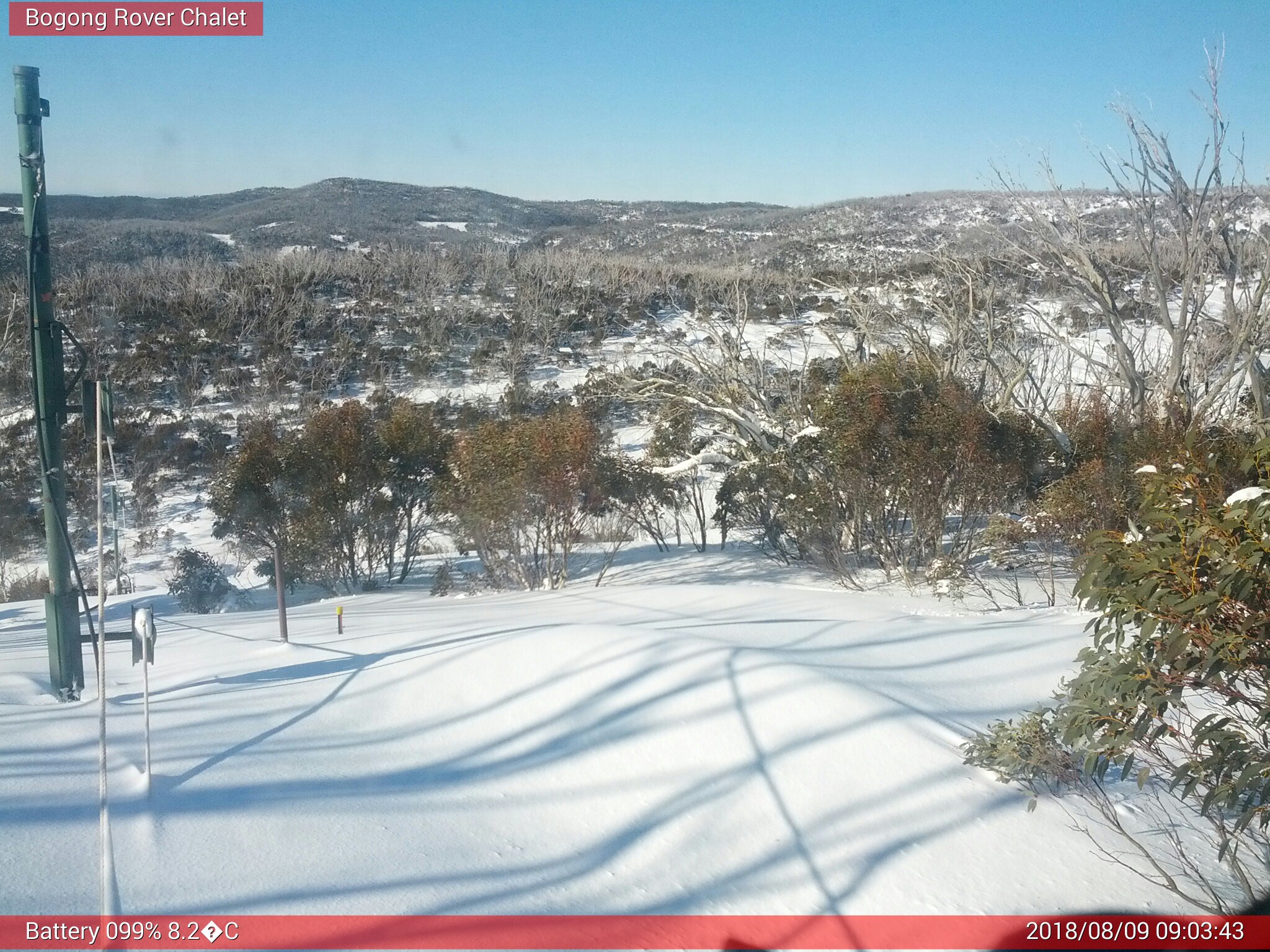 Bogong Web Cam 9:03am Thursday 9th of August 2018