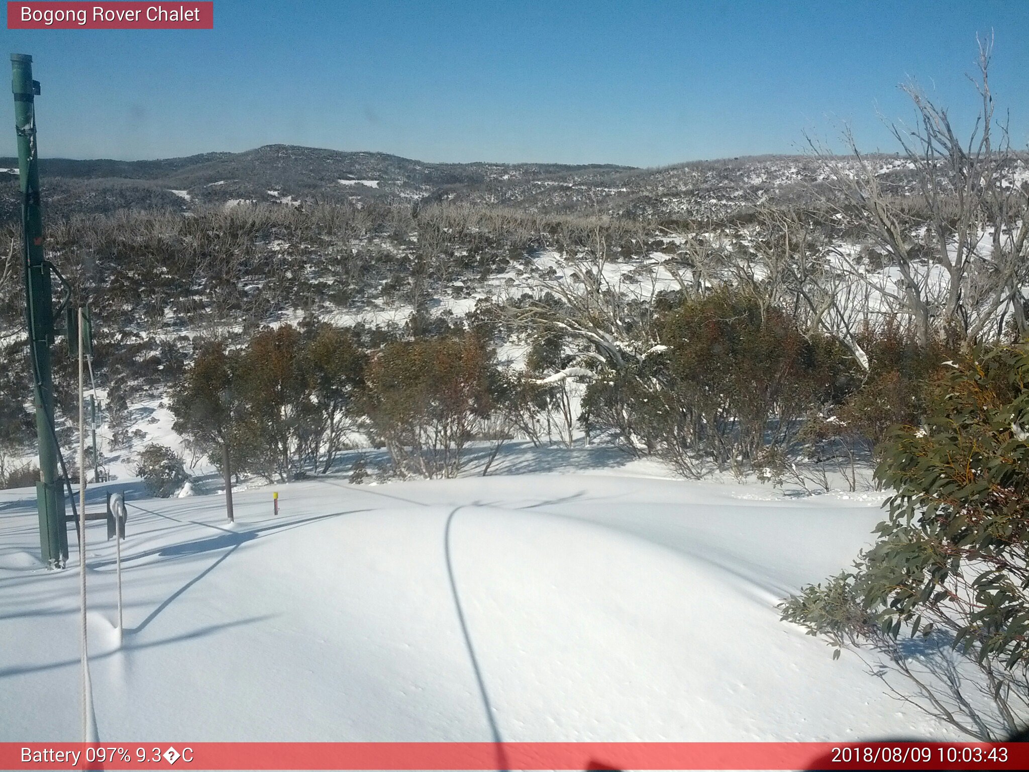 Bogong Web Cam 10:03am Thursday 9th of August 2018