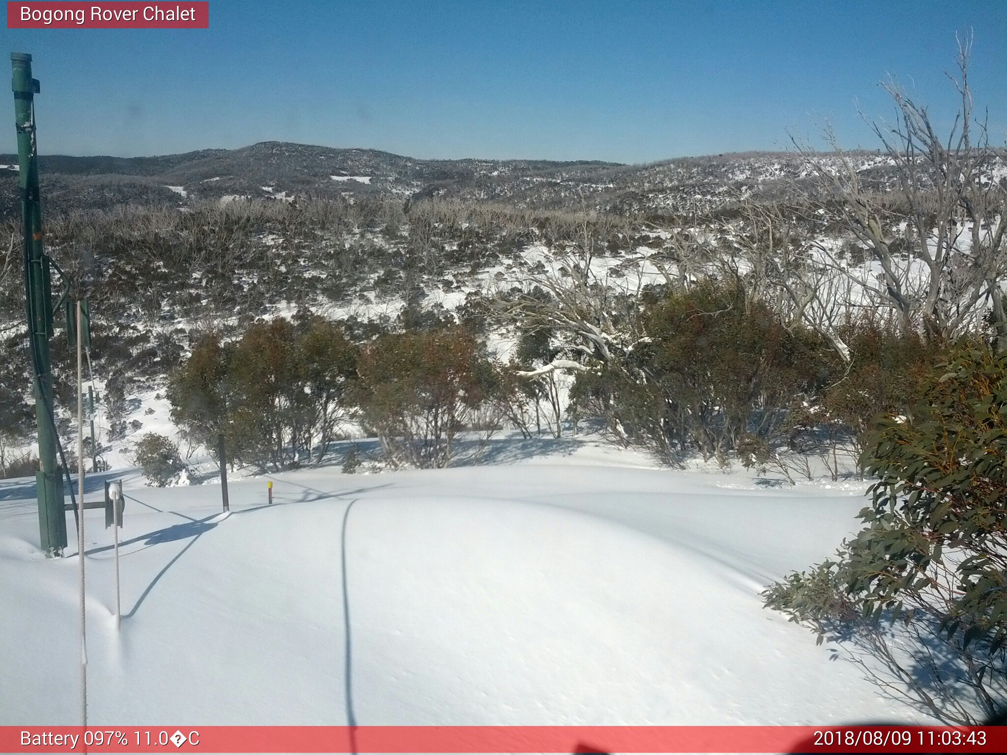 Bogong Web Cam 11:03am Thursday 9th of August 2018