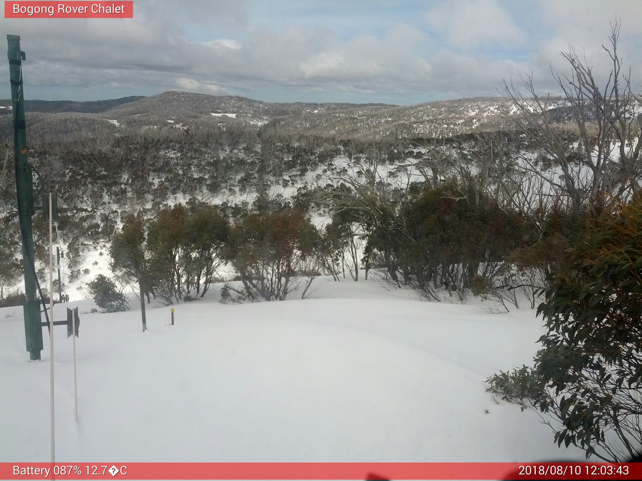 Bogong Web Cam 12:03pm Friday 10th of August 2018