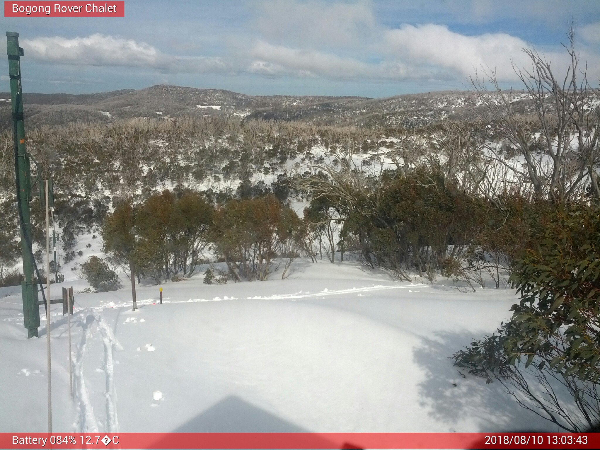 Bogong Web Cam 1:03pm Friday 10th of August 2018