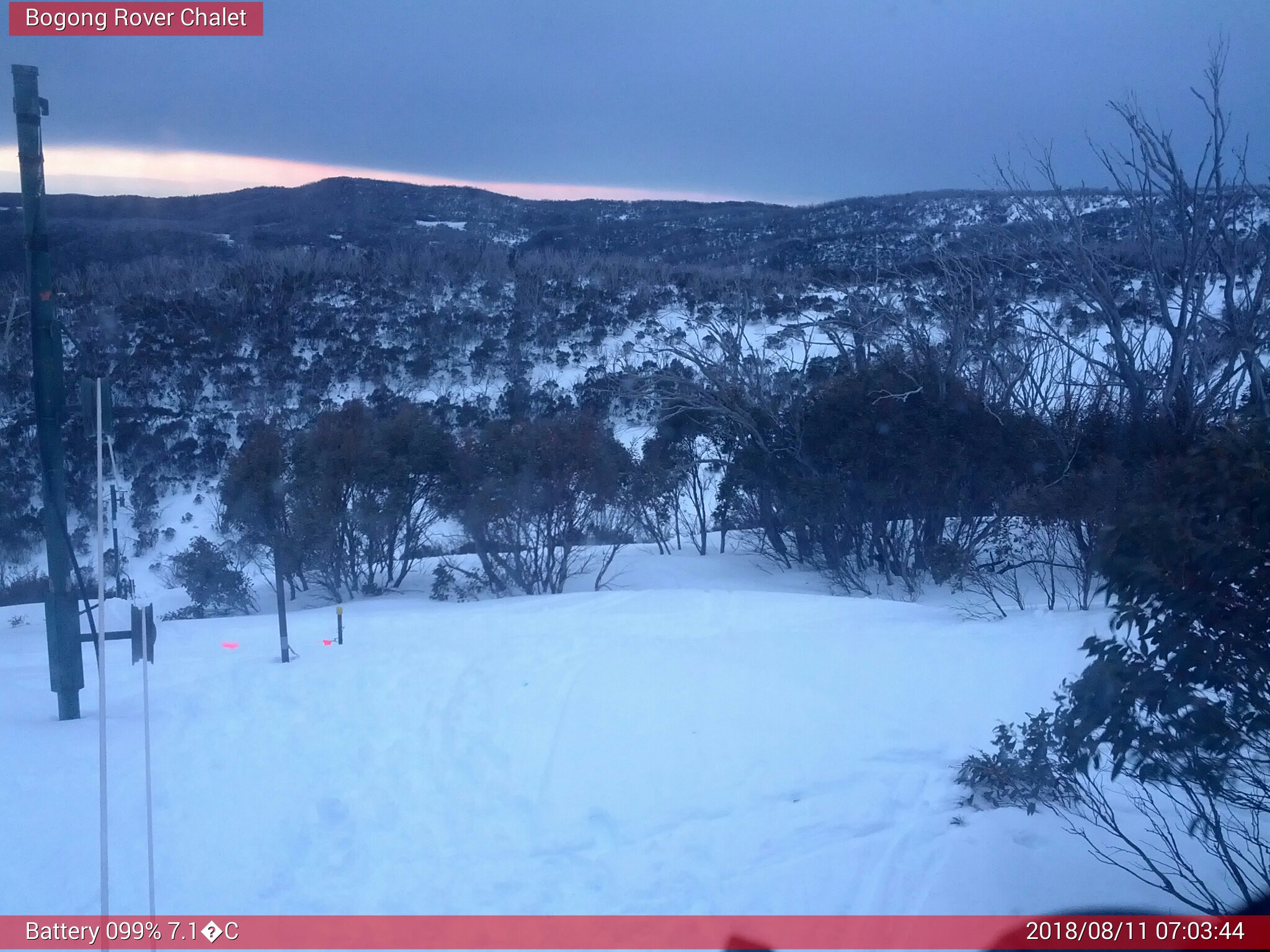 Bogong Web Cam 7:03am Saturday 11th of August 2018