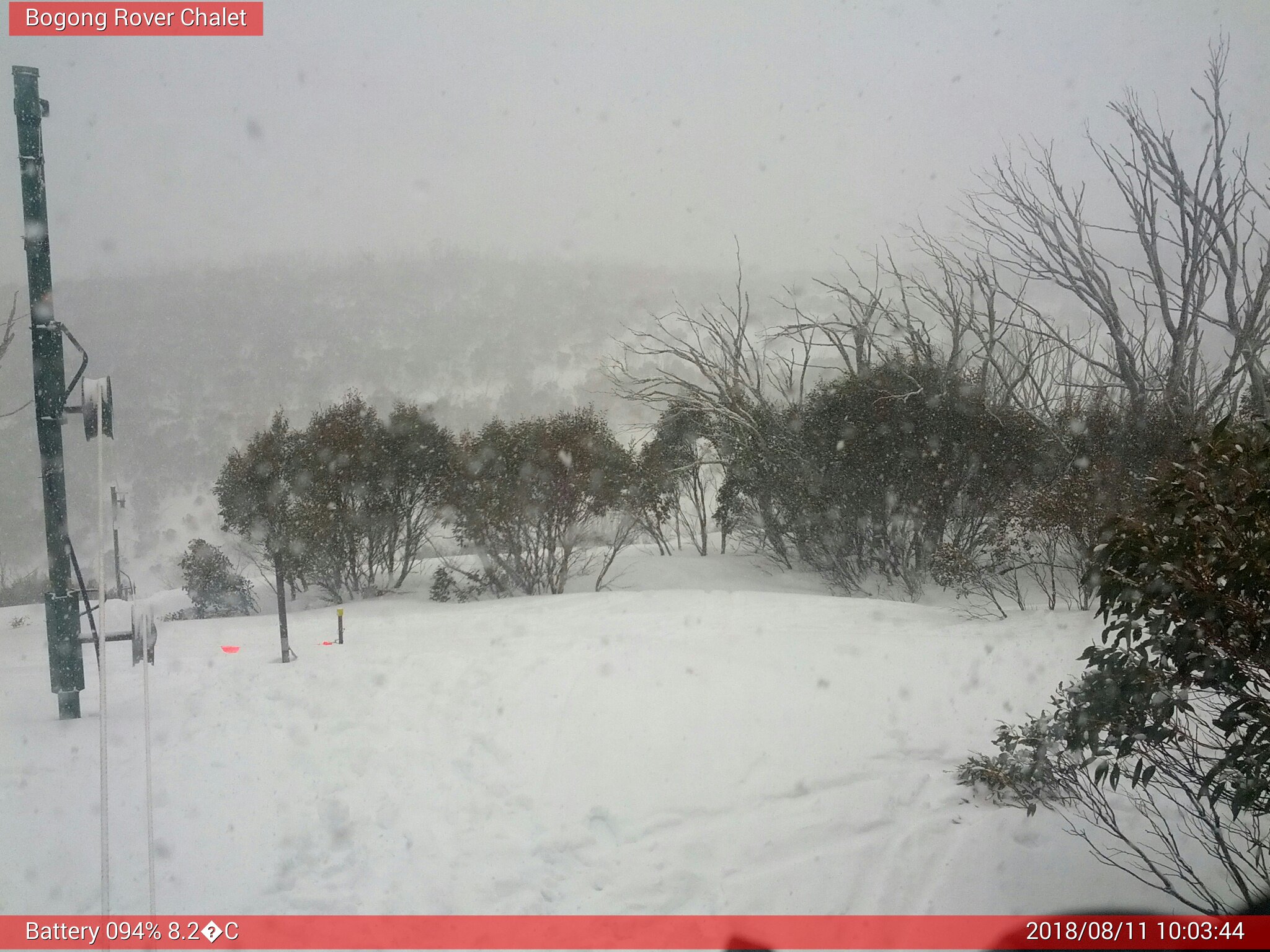 Bogong Web Cam 10:03am Saturday 11th of August 2018