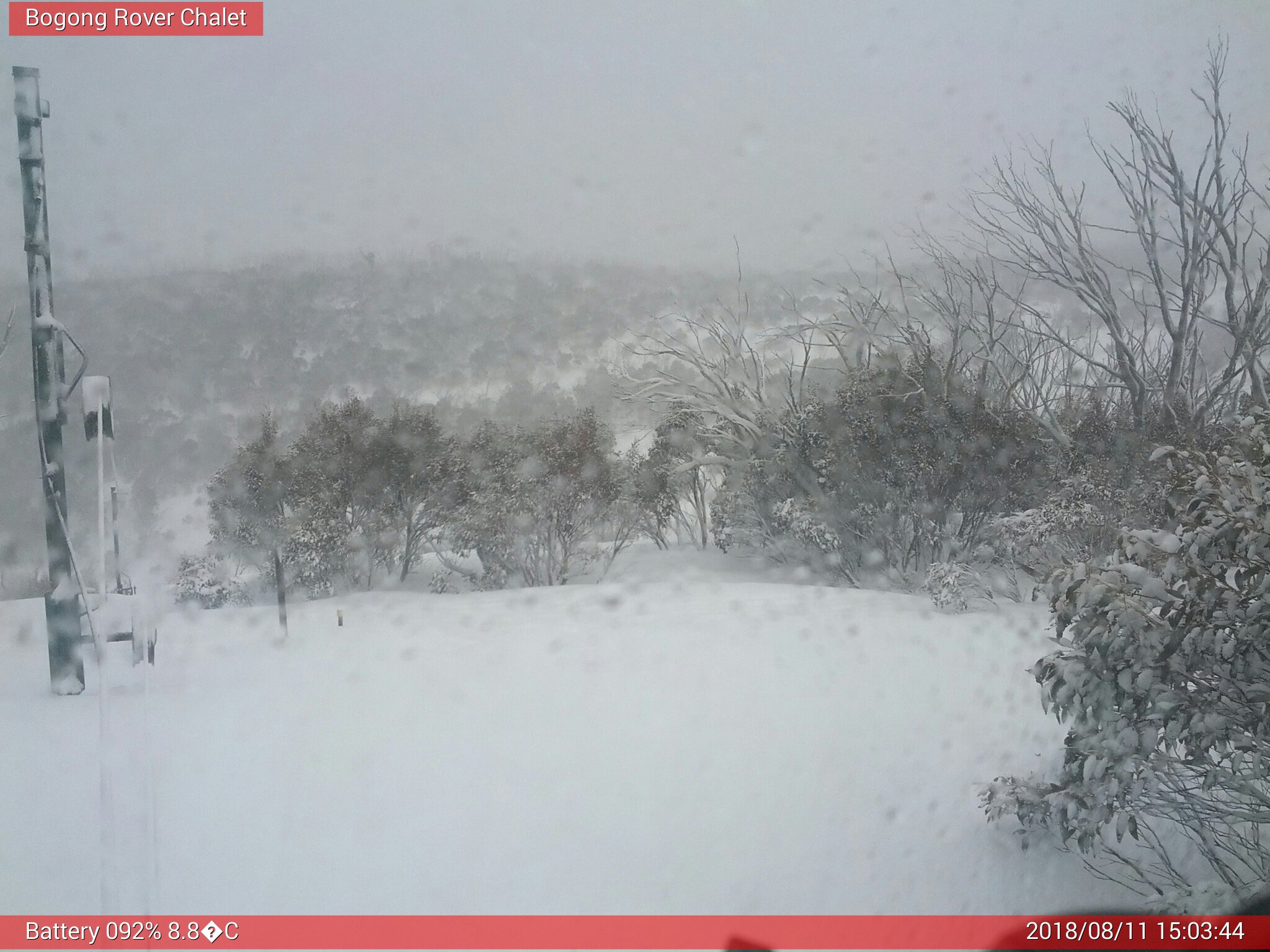 Bogong Web Cam 3:03pm Saturday 11th of August 2018