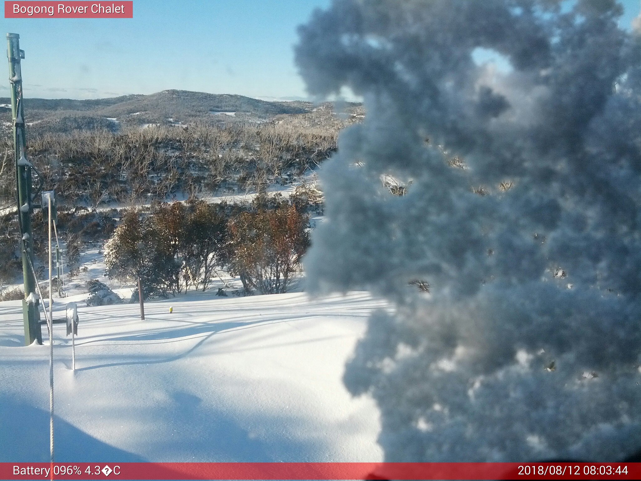 Bogong Web Cam 8:03am Sunday 12th of August 2018