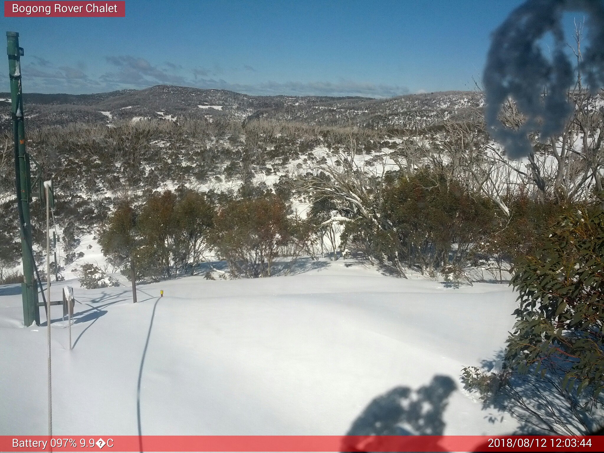 Bogong Web Cam 12:03pm Sunday 12th of August 2018