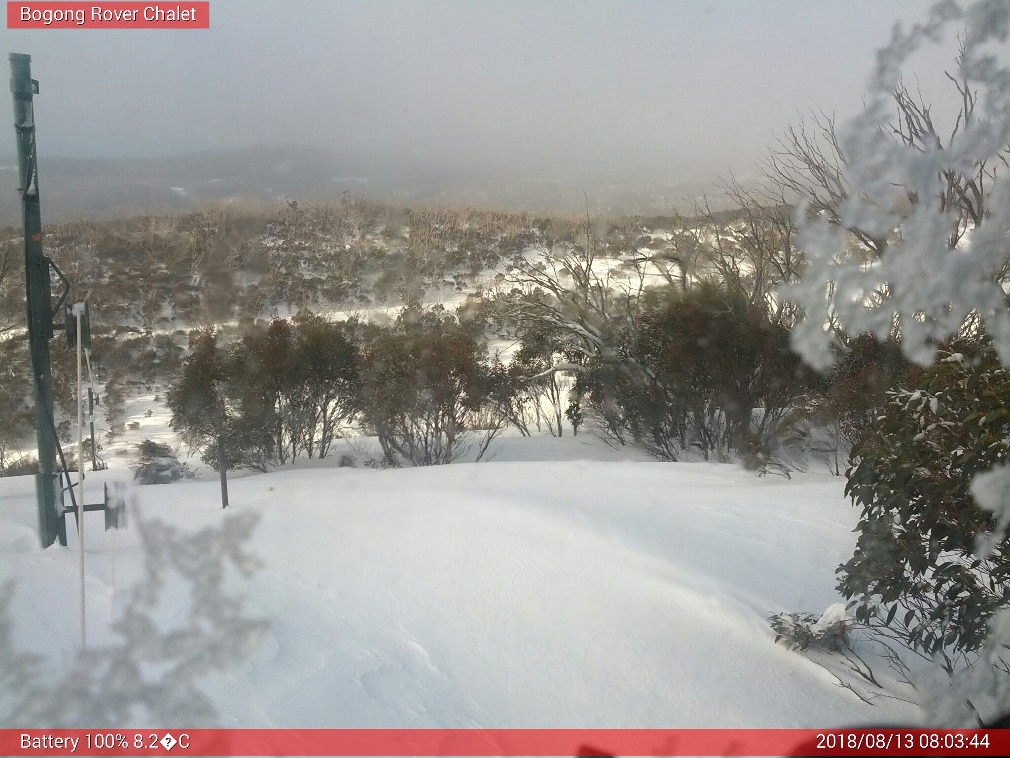 Bogong Web Cam 8:03am Monday 13th of August 2018