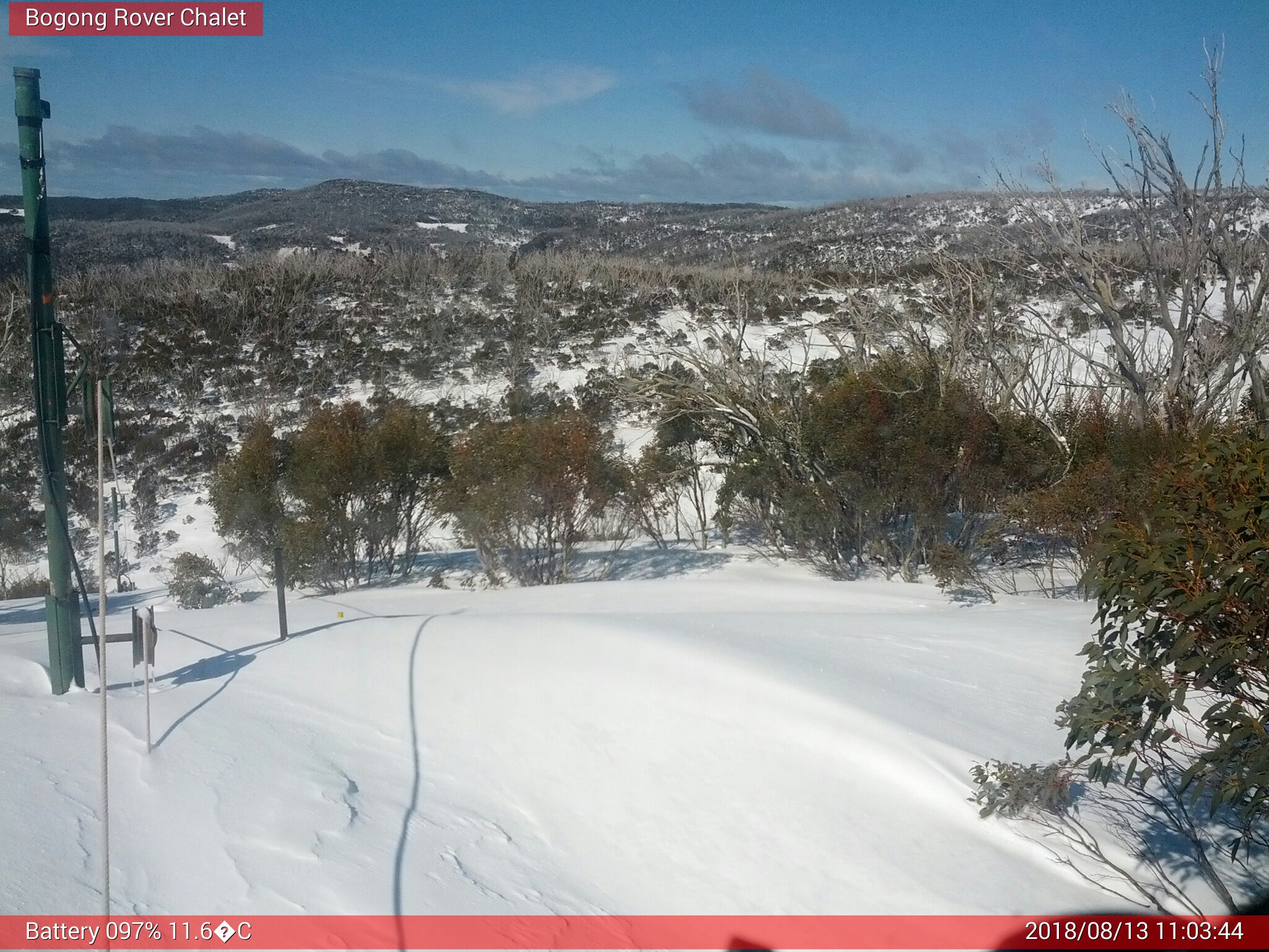 Bogong Web Cam 11:03am Monday 13th of August 2018