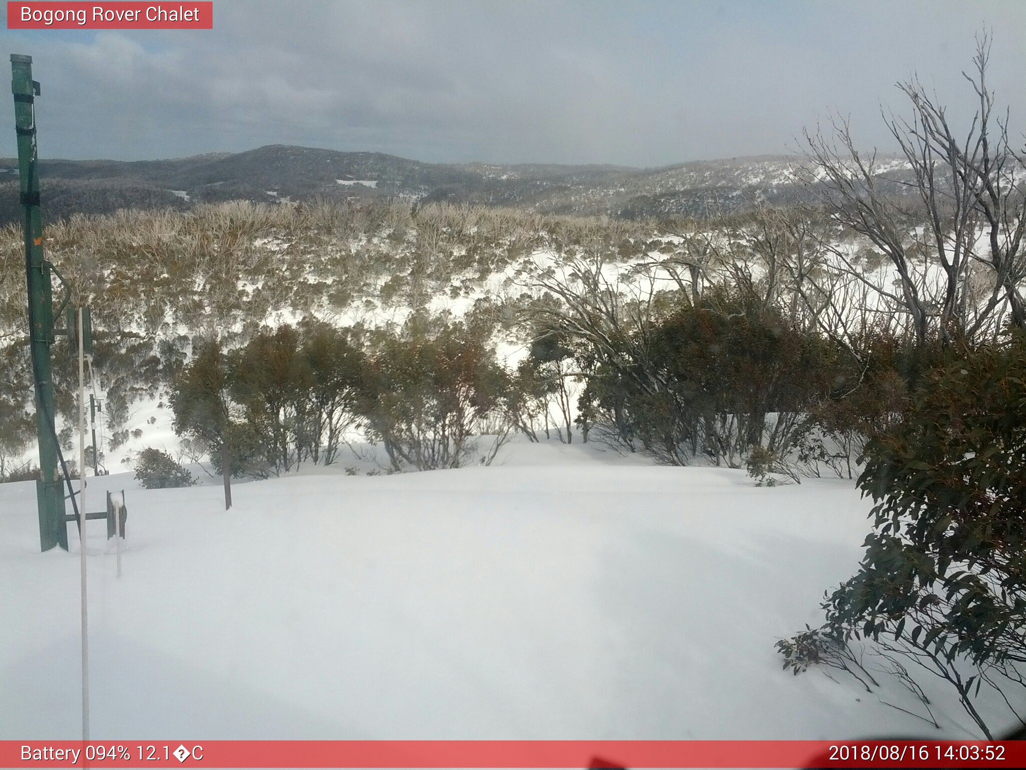 Bogong Web Cam 2:03pm Thursday 16th of August 2018