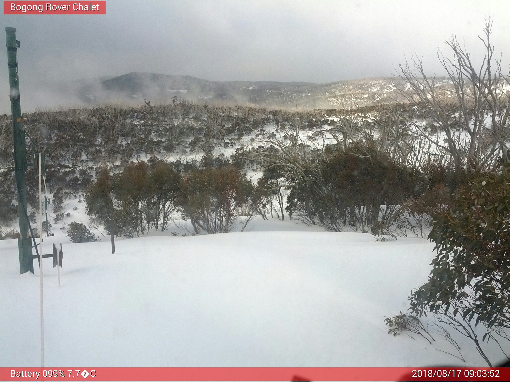 Bogong Web Cam 9:03am Friday 17th of August 2018