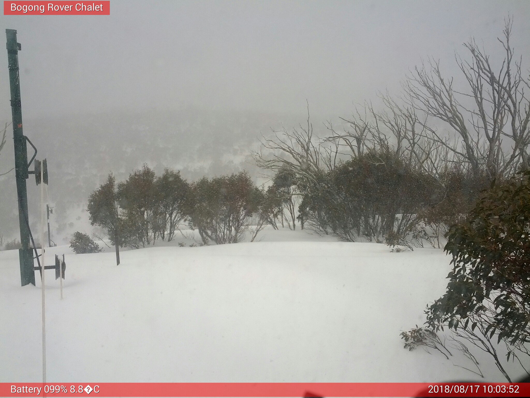 Bogong Web Cam 10:03am Friday 17th of August 2018