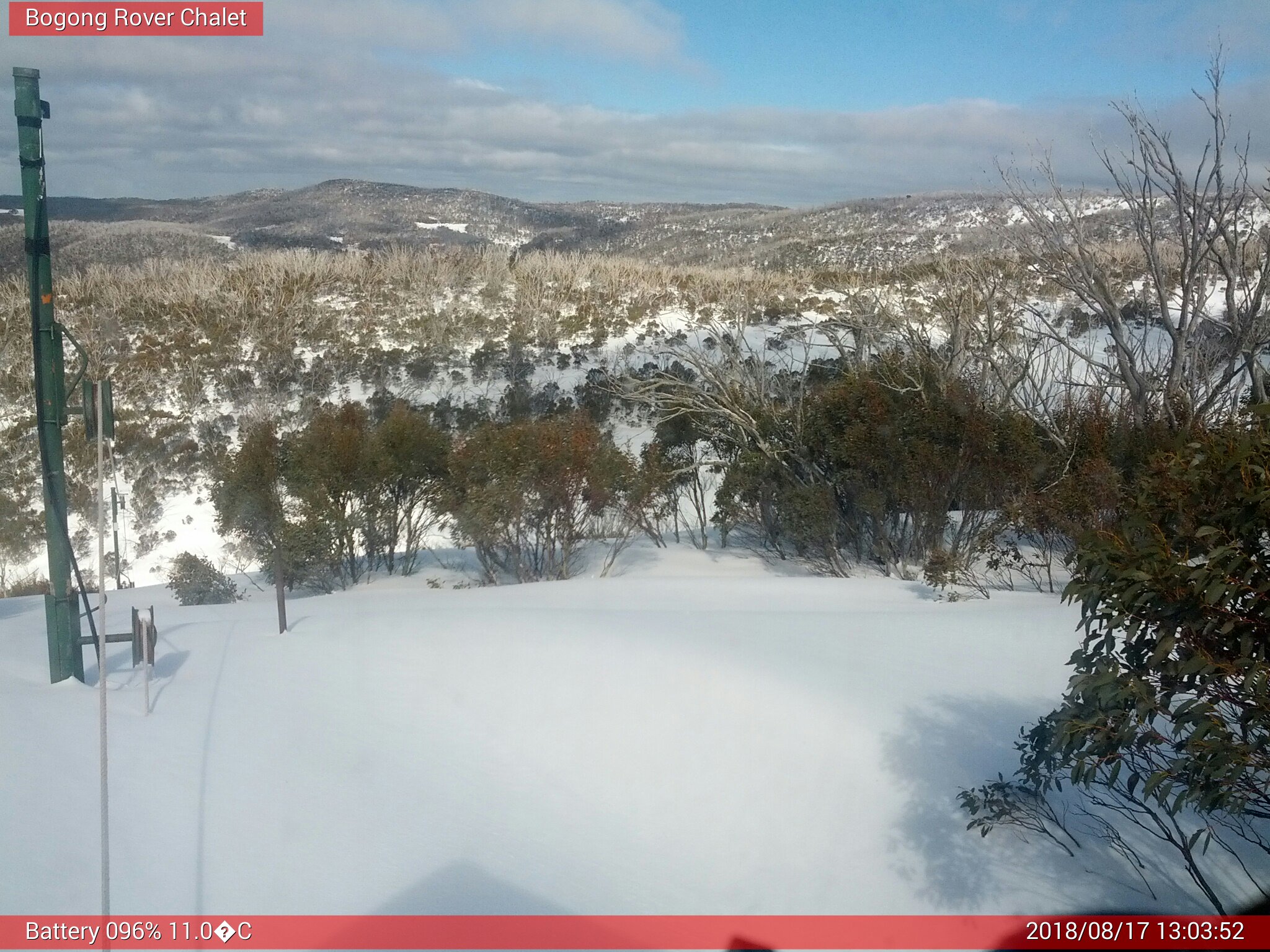 Bogong Web Cam 1:03pm Friday 17th of August 2018