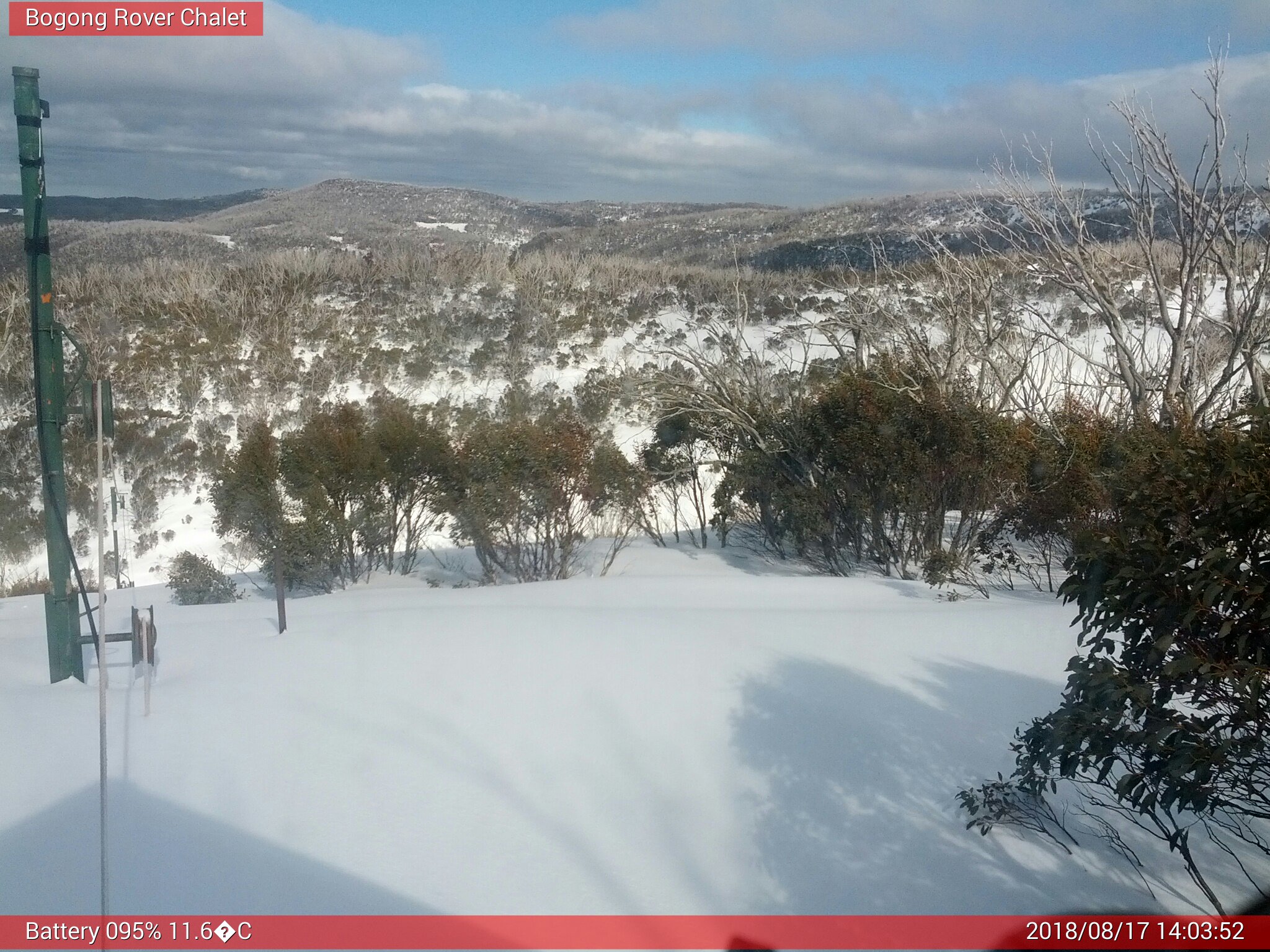 Bogong Web Cam 2:03pm Friday 17th of August 2018