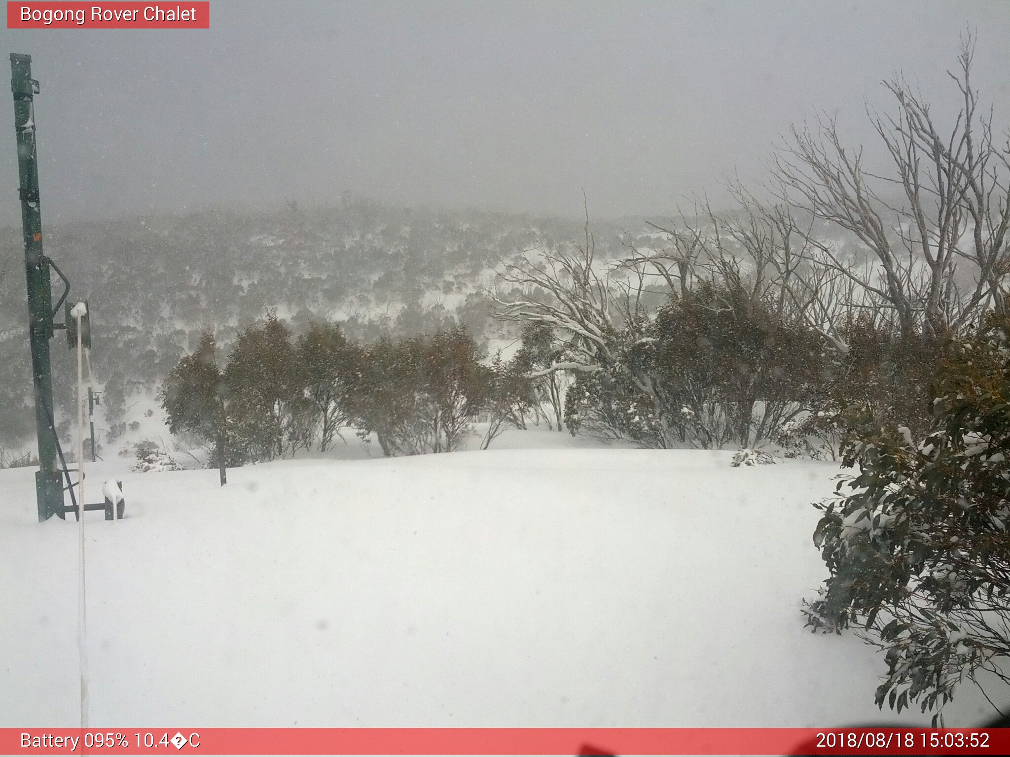 Bogong Web Cam 3:03pm Saturday 18th of August 2018