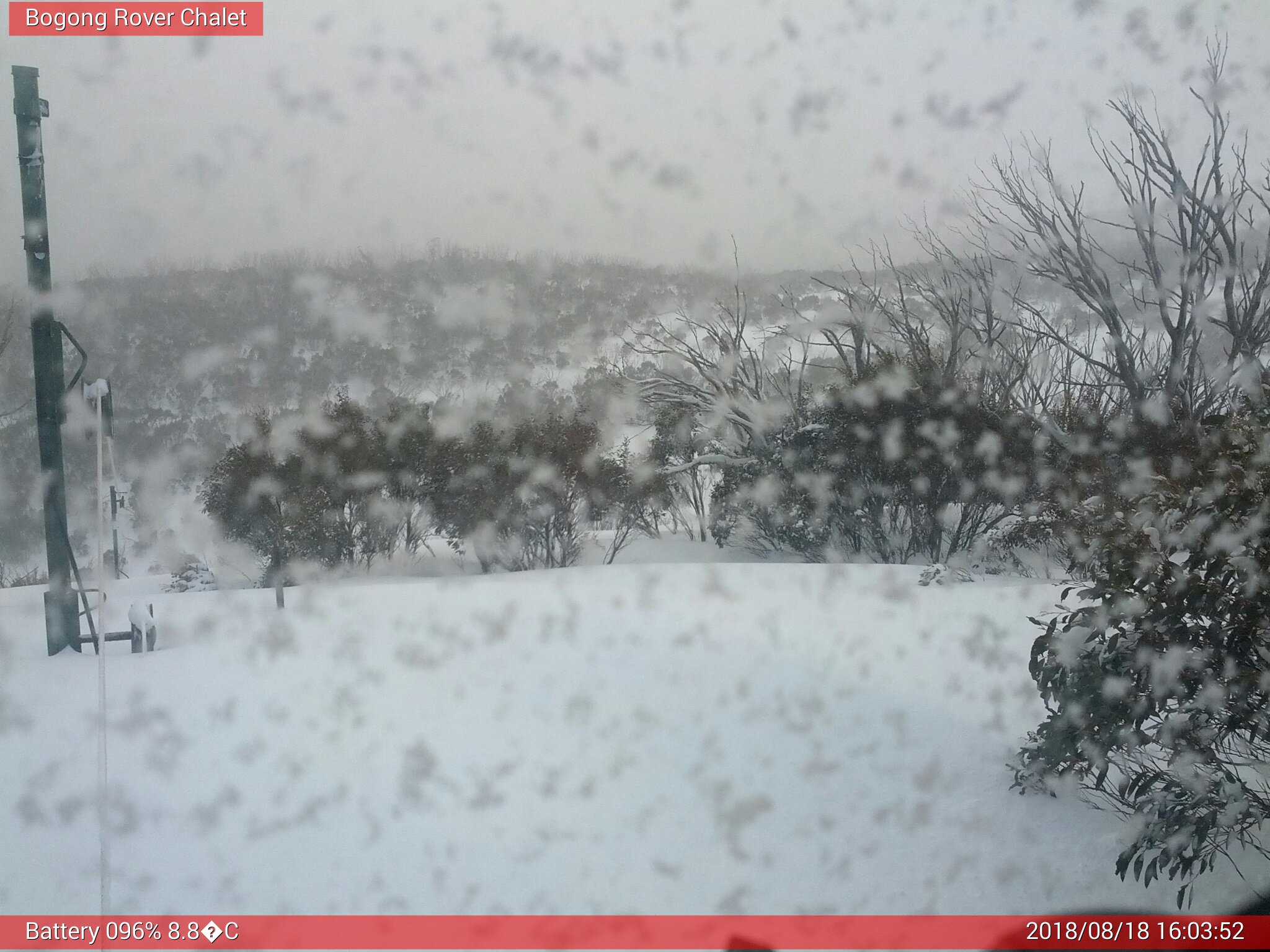 Bogong Web Cam 4:03pm Saturday 18th of August 2018