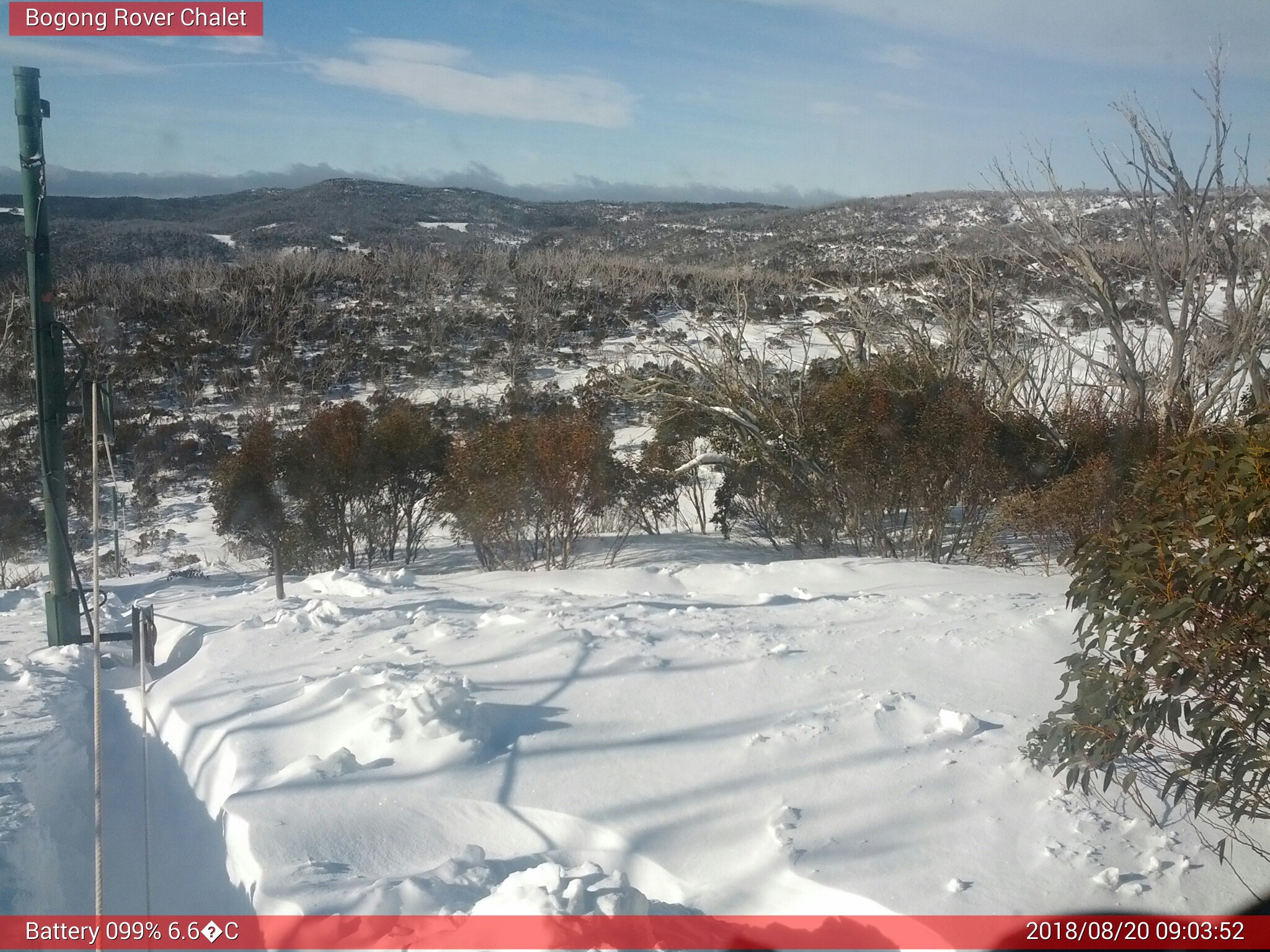 Bogong Web Cam 9:03am Monday 20th of August 2018