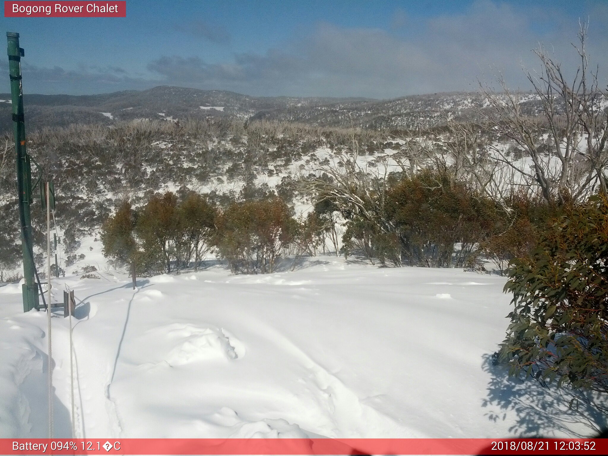 Bogong Web Cam 12:03pm Tuesday 21st of August 2018