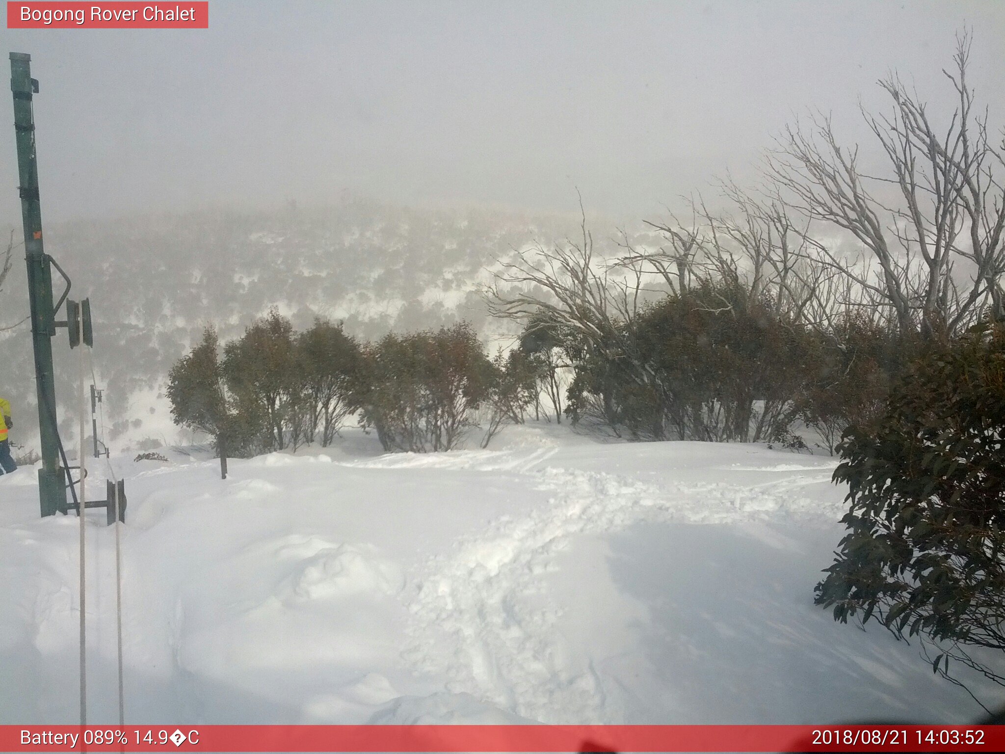 Bogong Web Cam 2:03pm Tuesday 21st of August 2018